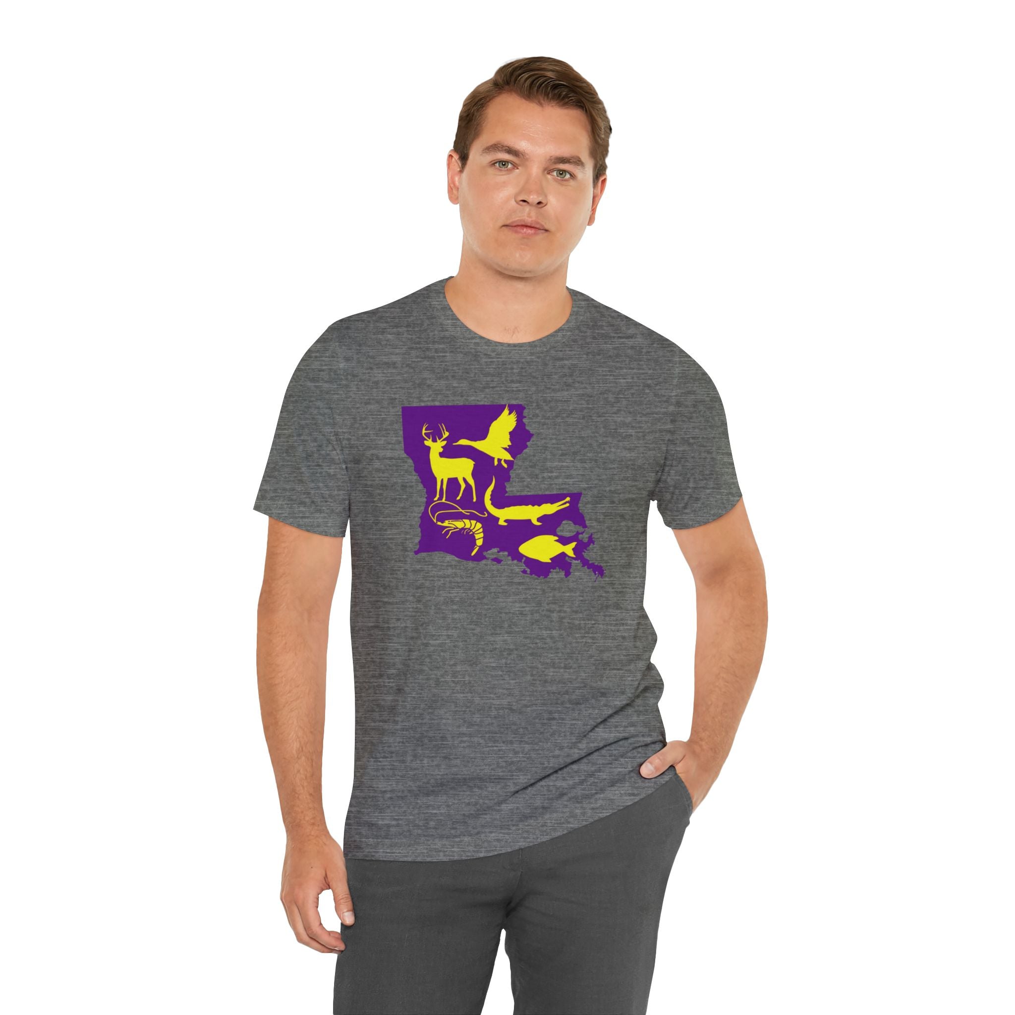 Mens Ultra Soft Jersey Short Sleeve Tee - Hunting Louisiana