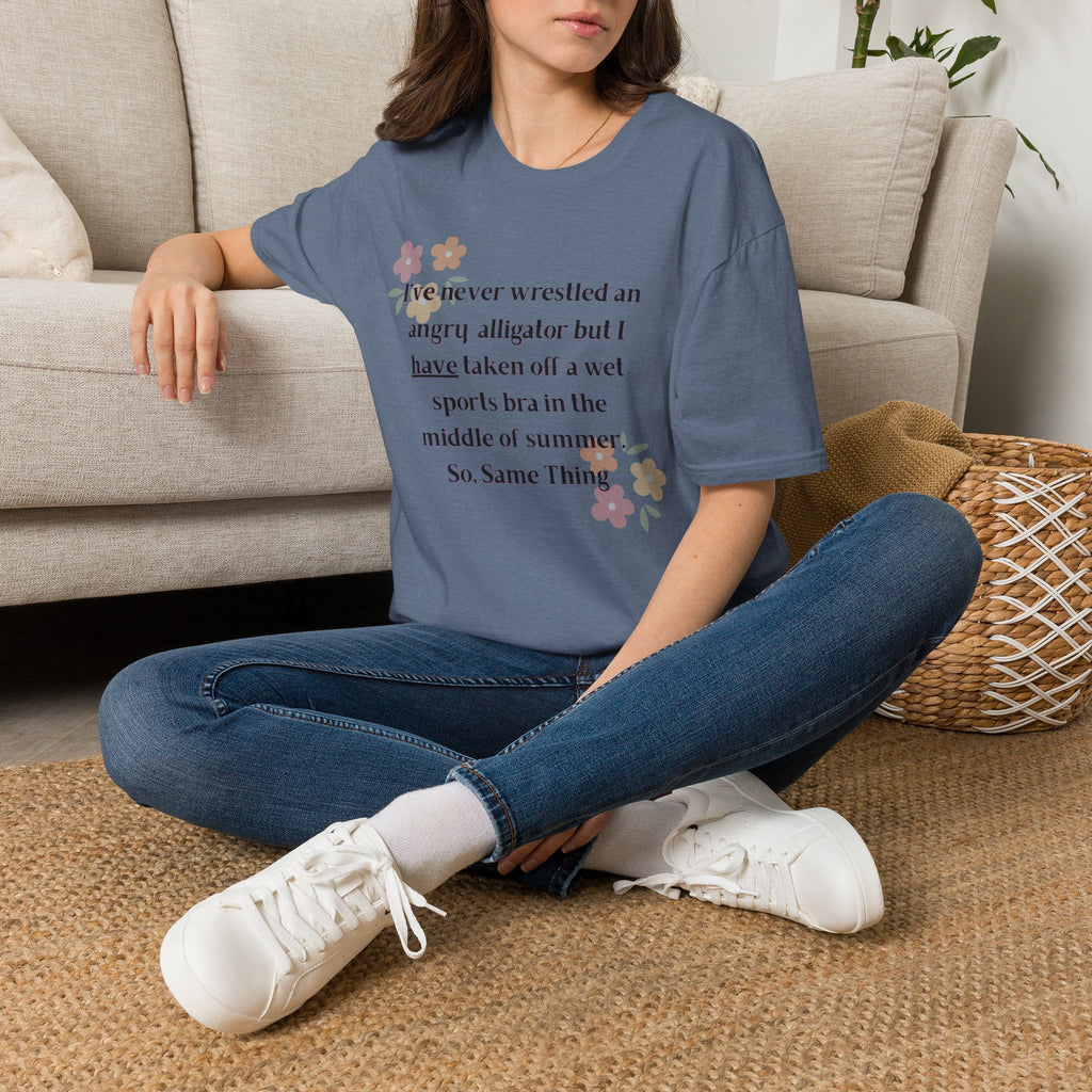 Ladies Soft Relaxed Soft T Shirt - Wrestle a alligator vs a wet bra