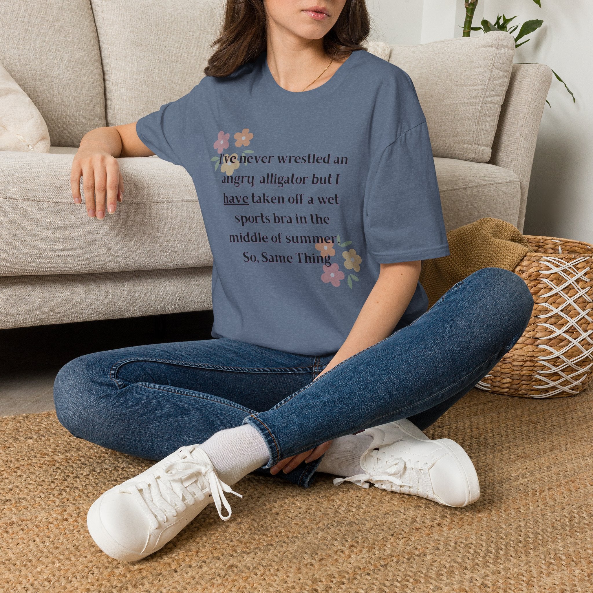 Ladies Soft Relaxed Soft T Shirt - Wrestle a alligator vs a wet bra