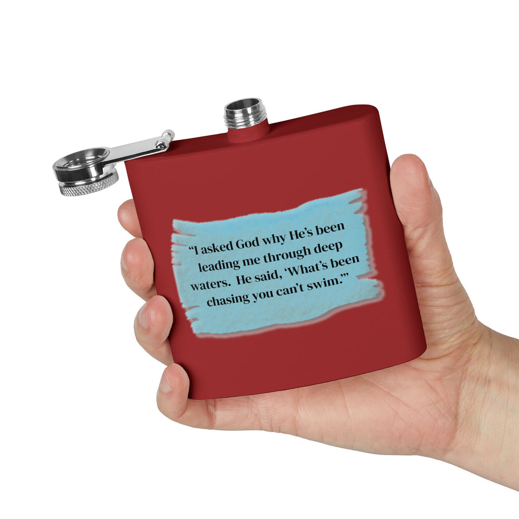 Stainless Steel Flask, 6oz - God Leading you through the deep