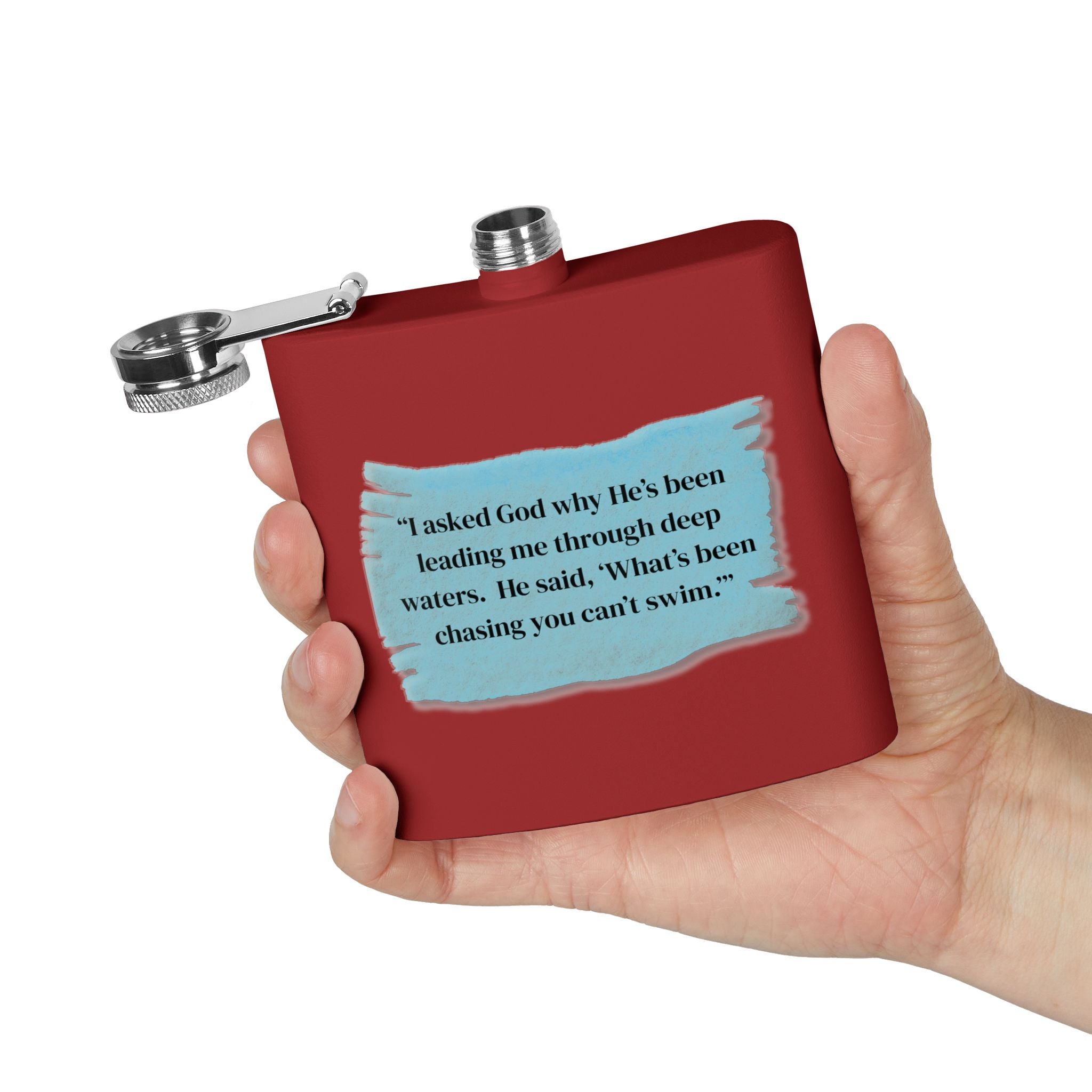 Stainless Steel Flask, 6oz - God Leading you through the deep