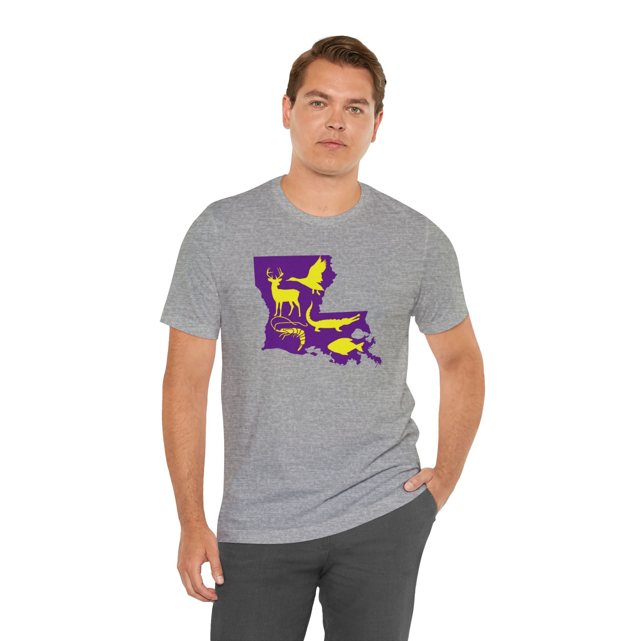 Mens Ultra Soft Jersey Short Sleeve Tee - Hunting Louisiana