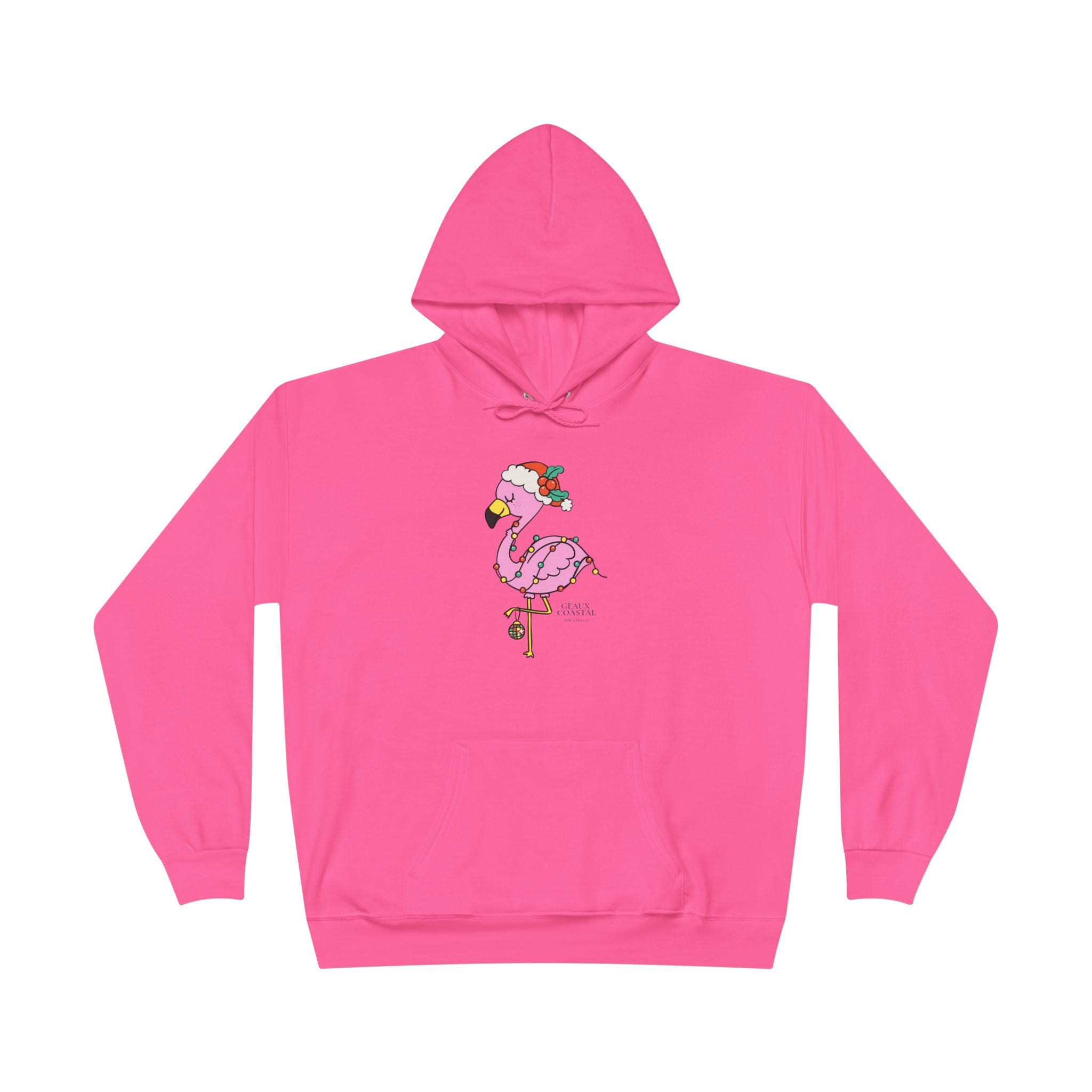Ladies Pullover Hoodie Sweatshirt - Flamingo Cute Christmas Cheer - Regular Fit