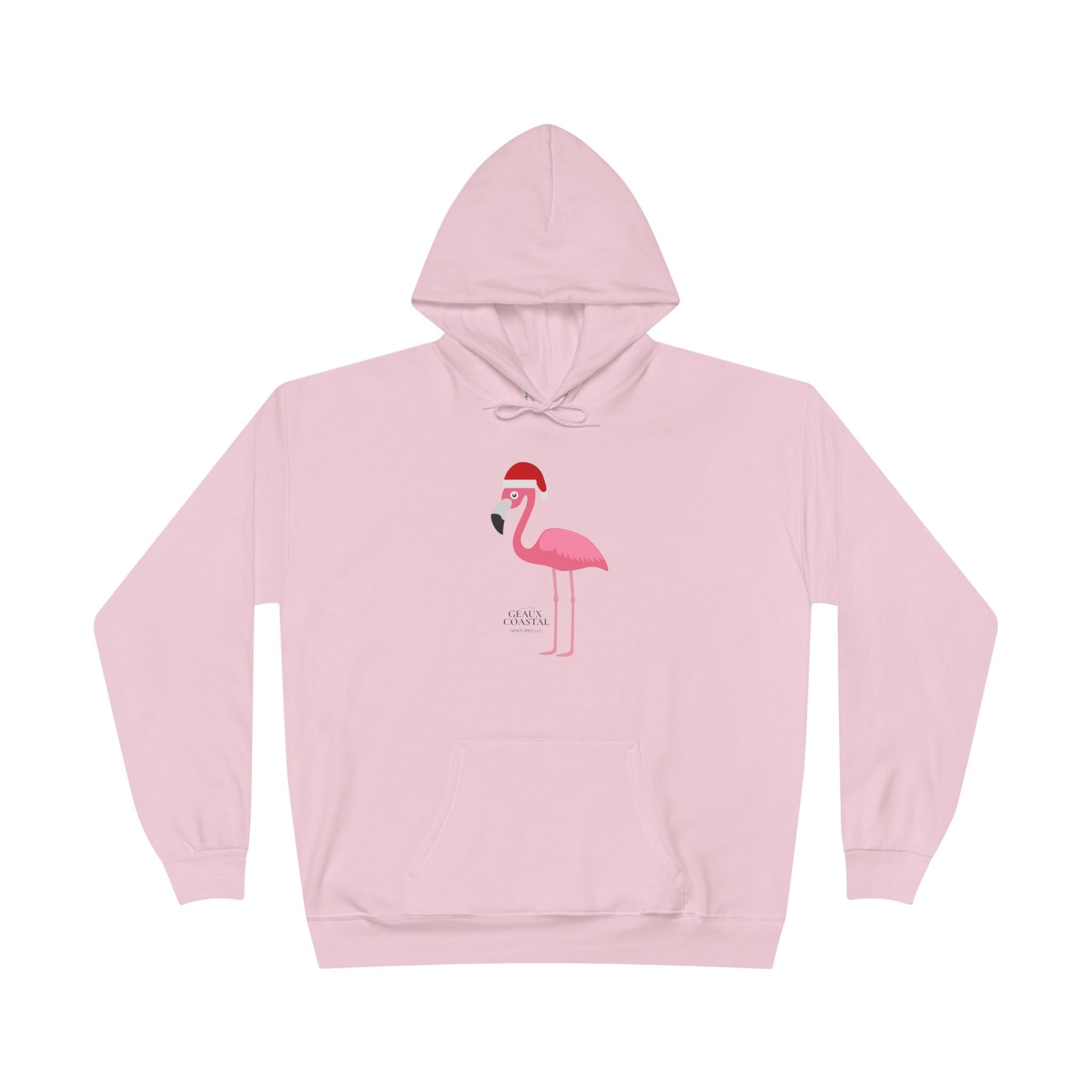 Ladies Hoodie Sweatshirt - Flamingo Cute Santa Christmas - Regular Fit