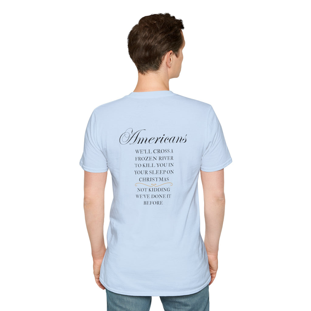 Men and Women - Soft Relaxed Tee- Americans crossing the river at christmas - american revolution - funny