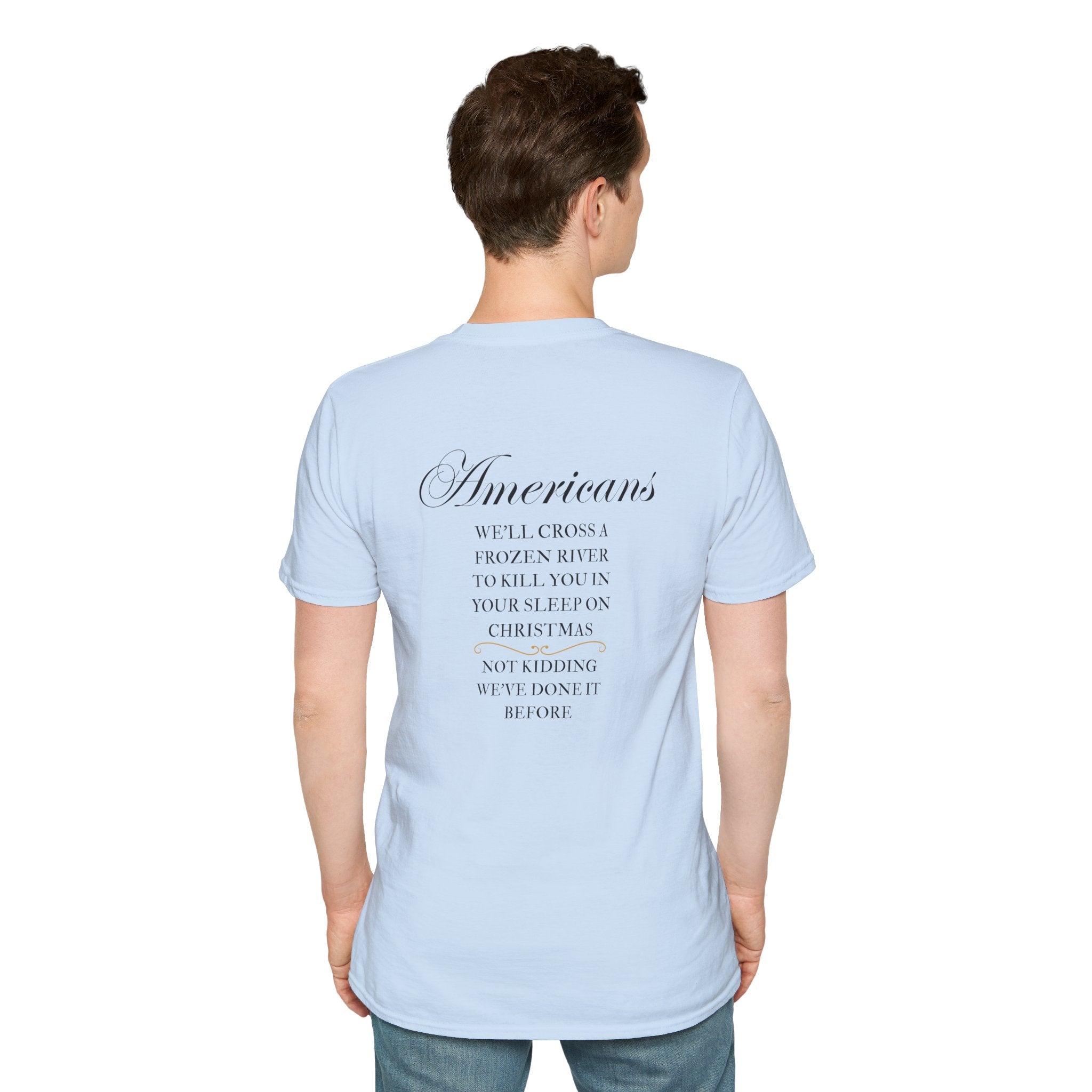 Men and Women - Soft Relaxed Tee- Americans crossing the river at christmas - american revolution - funny