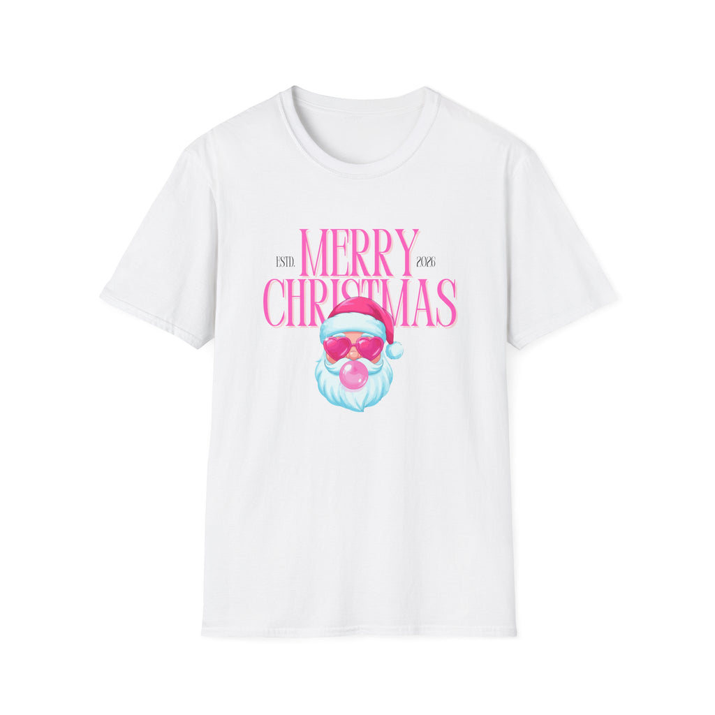 Ladies Soft Relaxed Tee- Santa (Cool Santa) pink