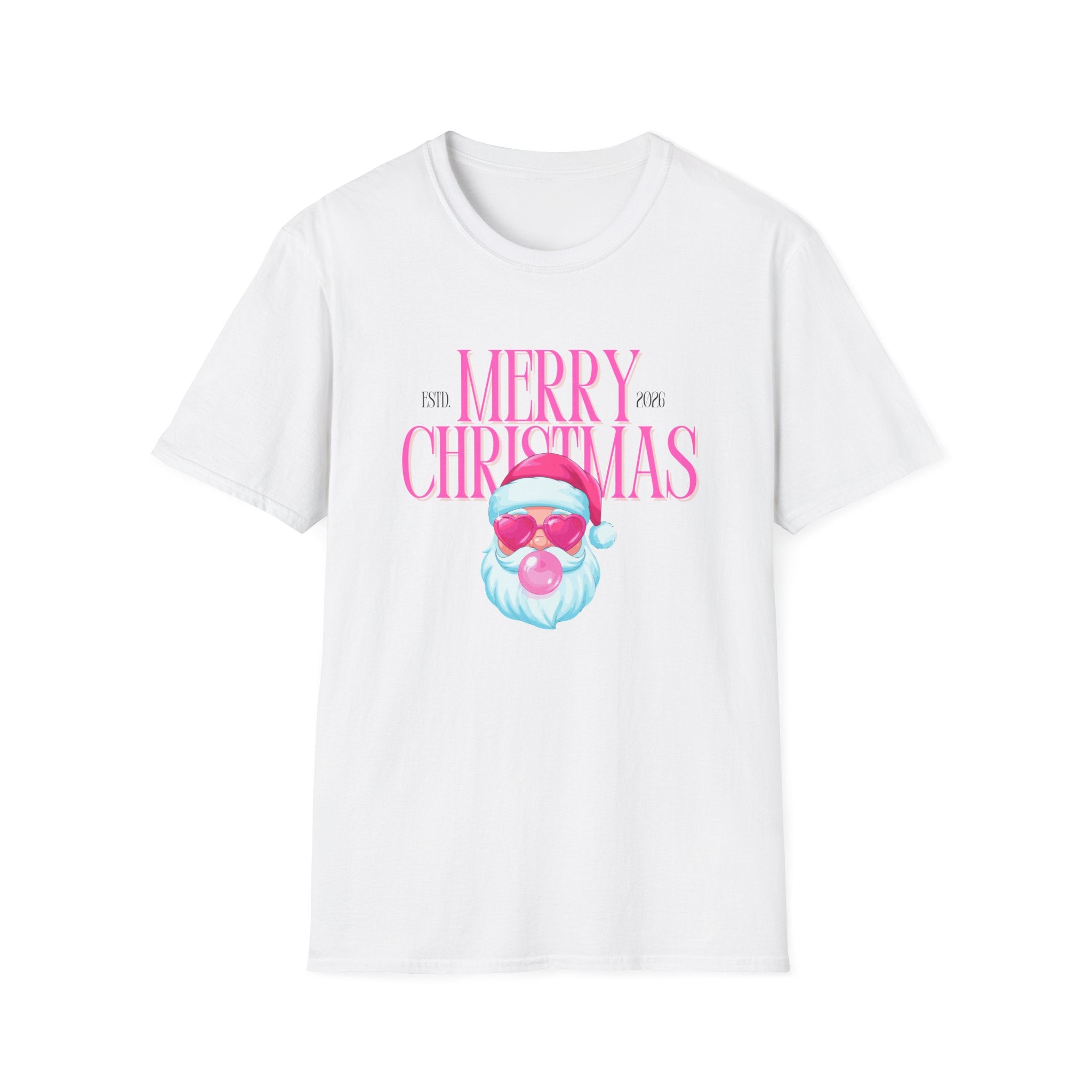 Ladies Soft Relaxed Tee- Santa (Cool Santa) pink