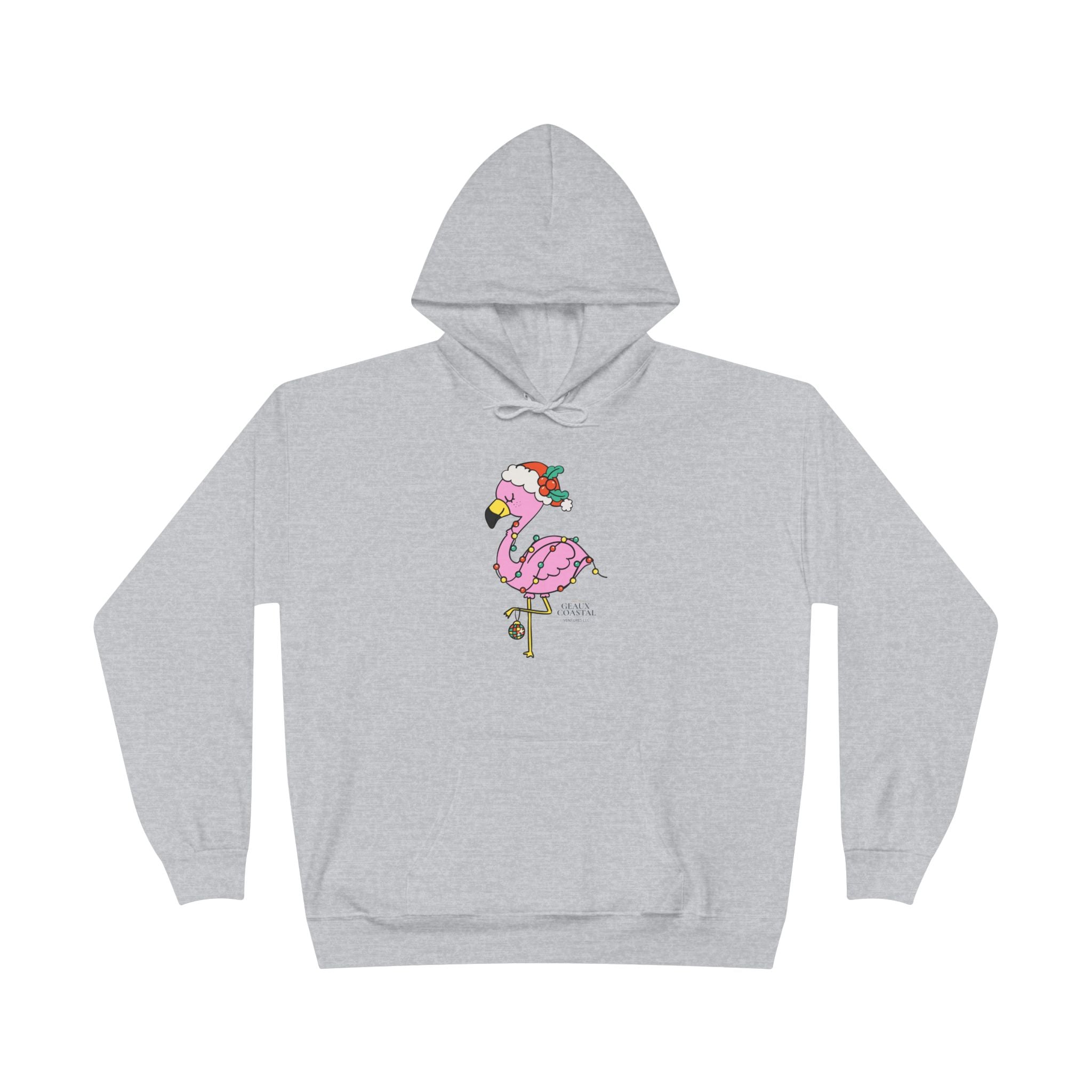 Ladies Pullover Hoodie Sweatshirt - Flamingo Cute Christmas Cheer - Regular Fit