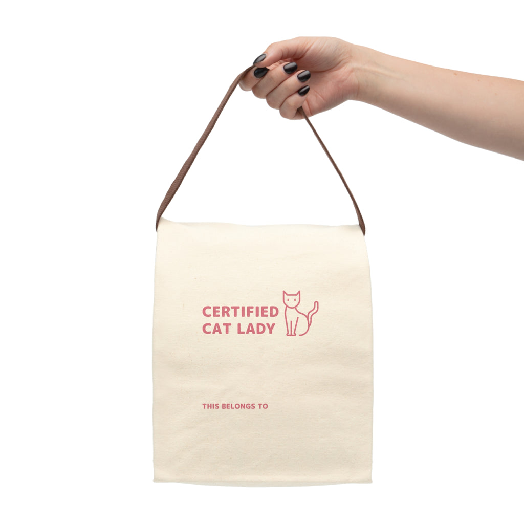 Canvas Lunch Bag With Strap - Cat Lady