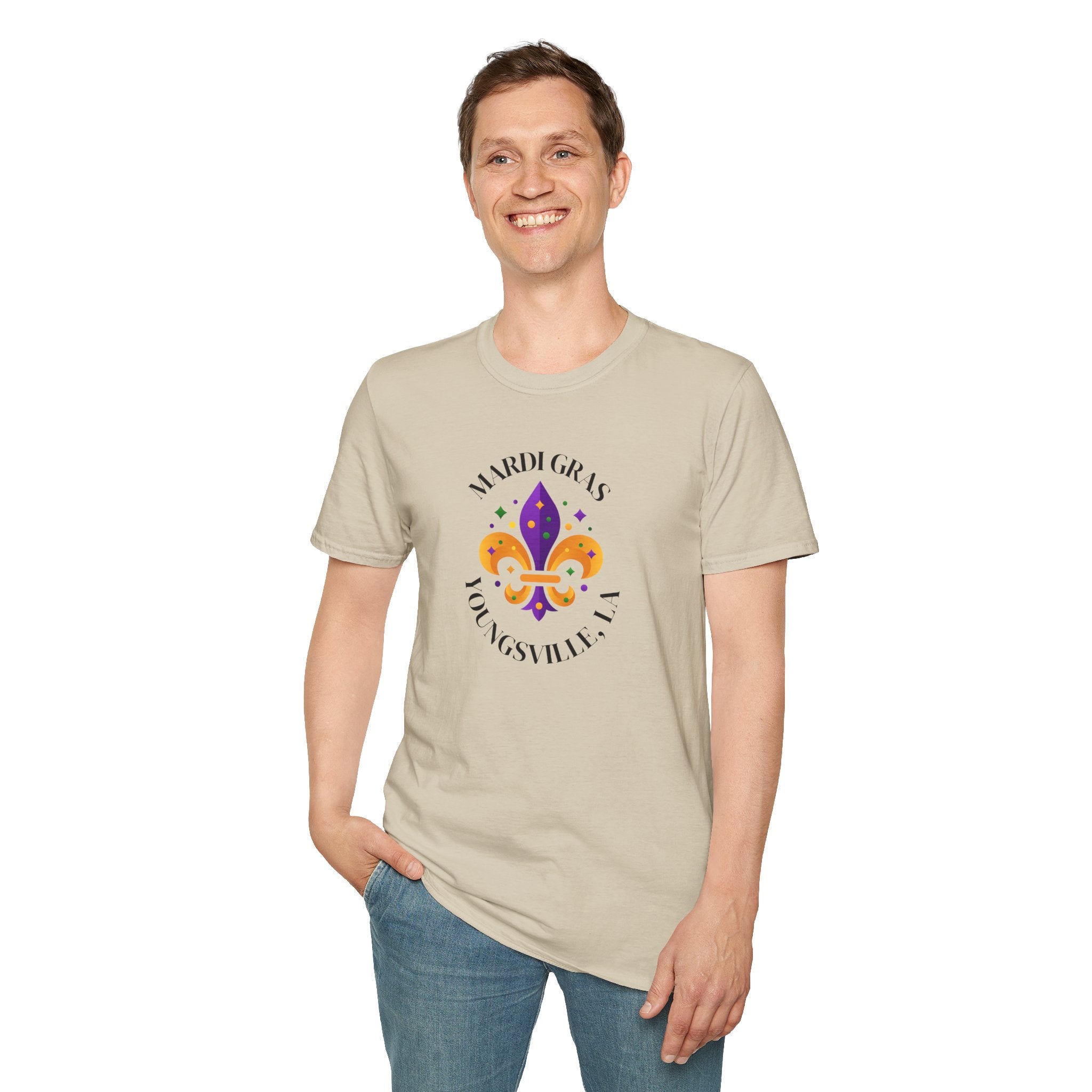 Relaxed Soft Tee for Men and Women Mardi Grad Youngsville La