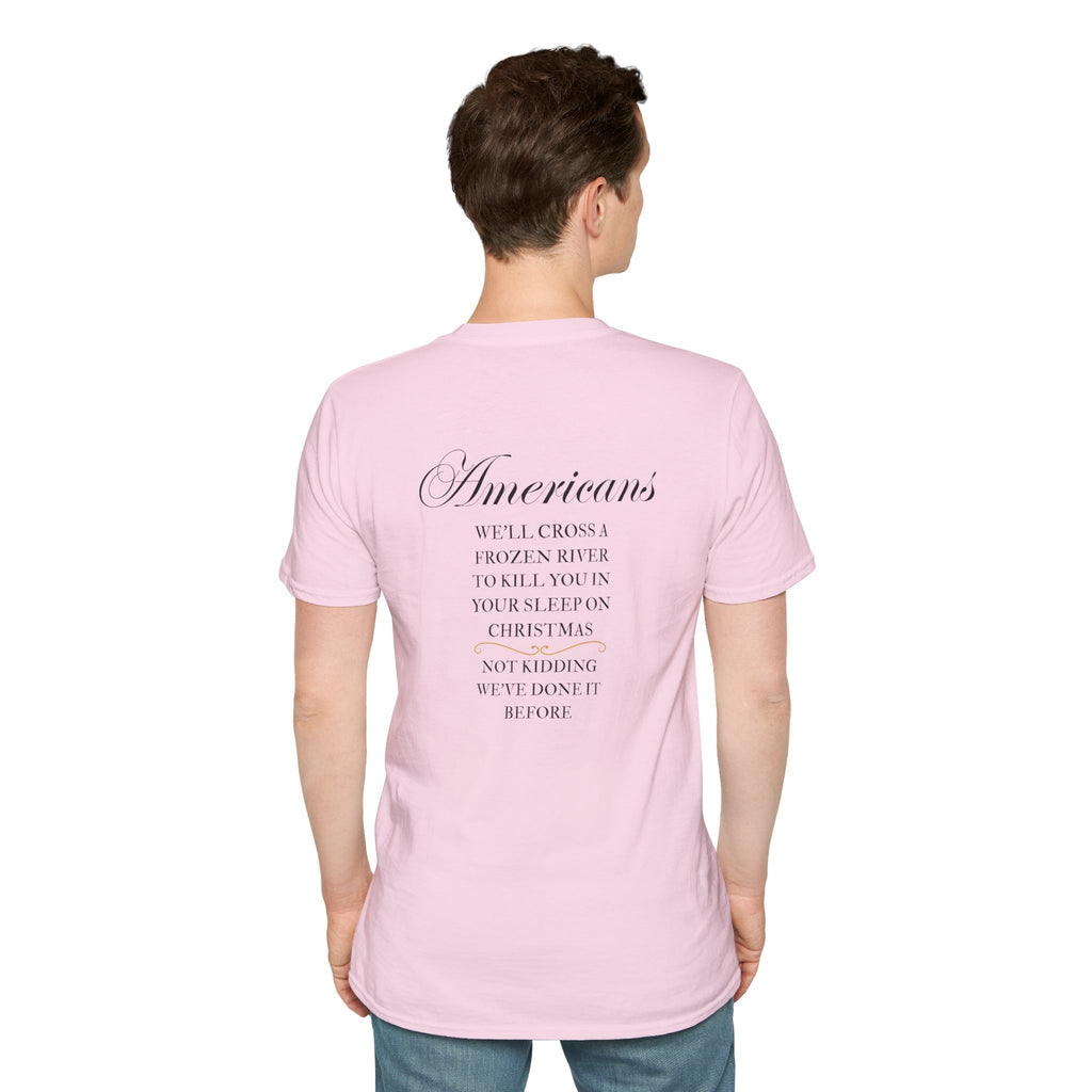 Men and Women - Soft Relaxed Tee- Americans crossing the river at christmas - american revolution - funny