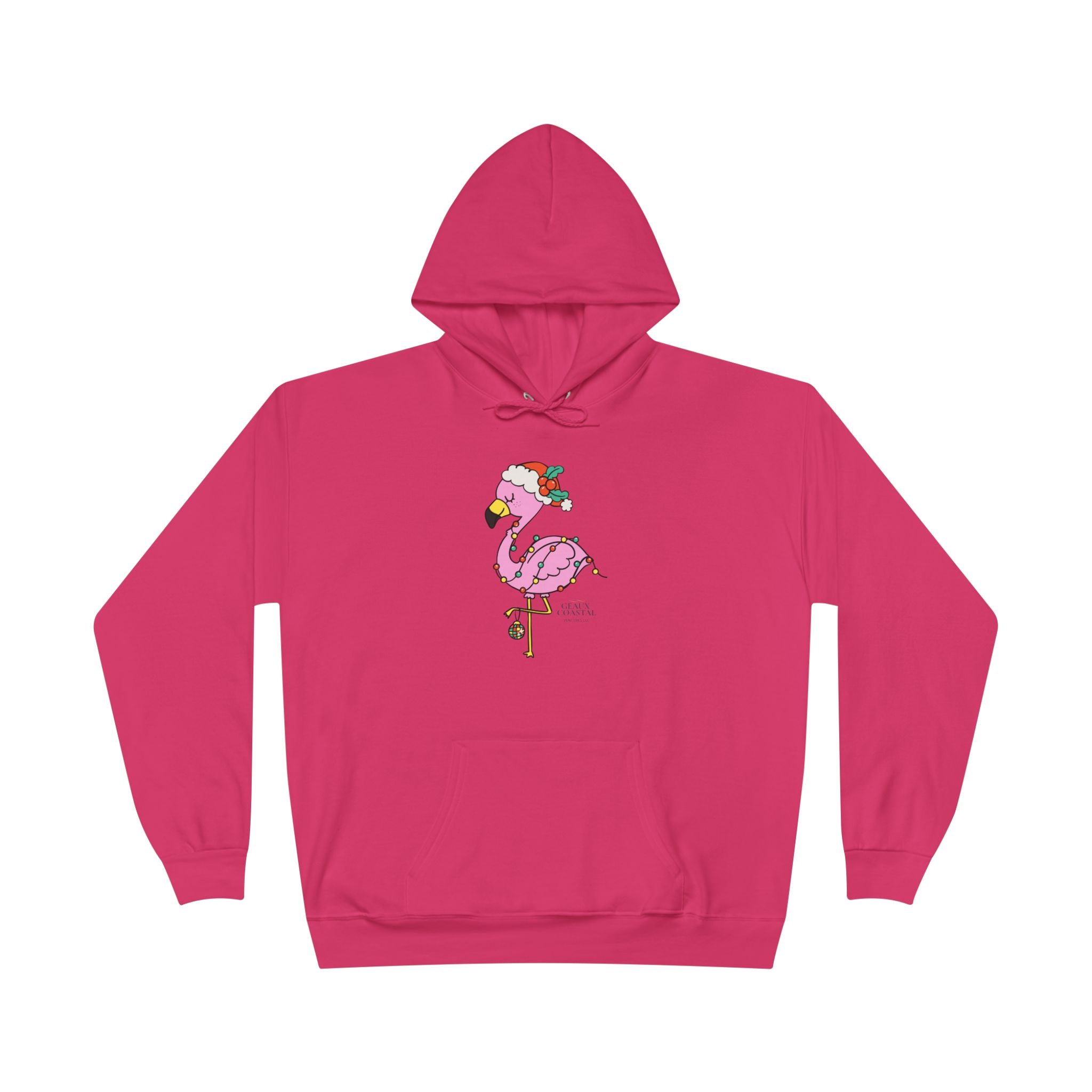 Ladies Pullover Hoodie Sweatshirt - Flamingo Cute Christmas Cheer - Regular Fit