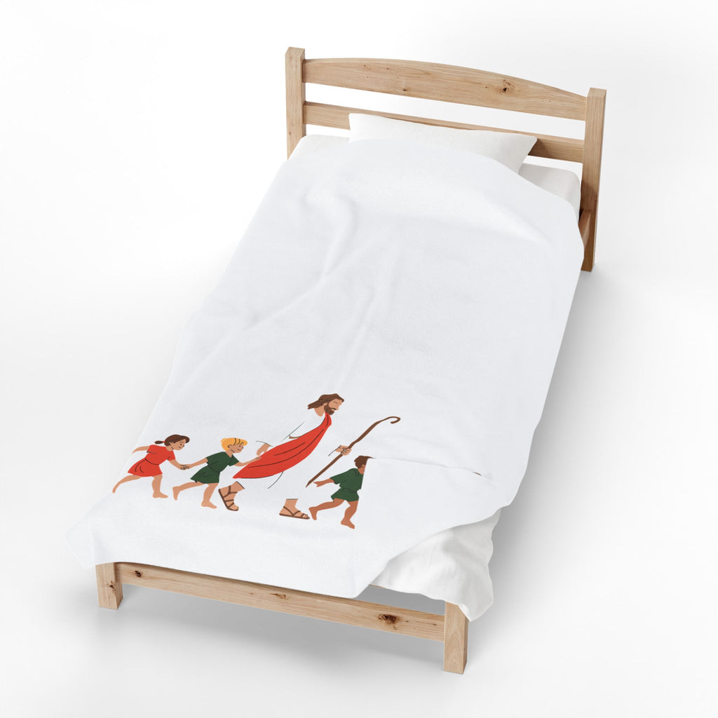 Velveteen Plush Blanket - Jesus with the babies