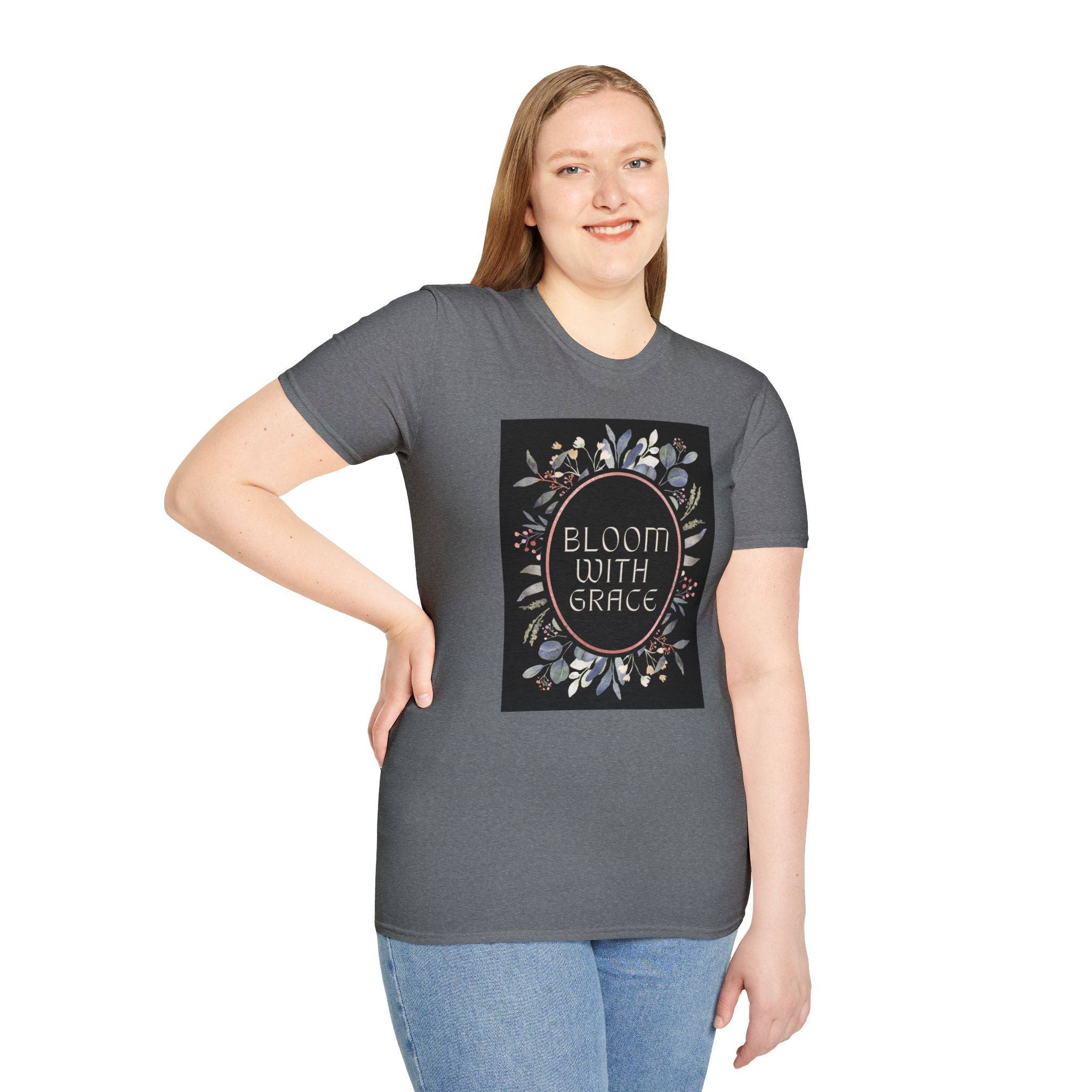 Women's Relaxed Tee - Bloom with Grace Back flowers