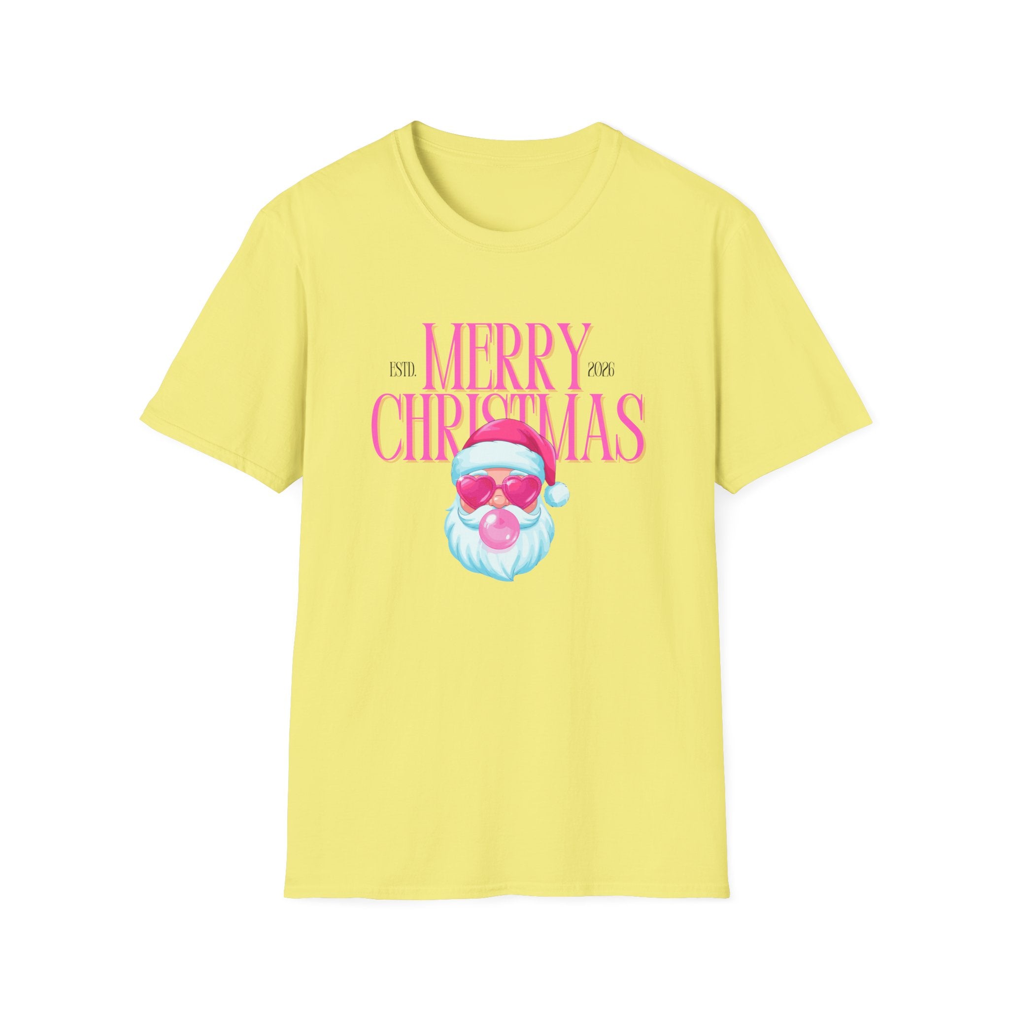 Ladies Soft Relaxed Tee- Santa (Cool Santa) pink