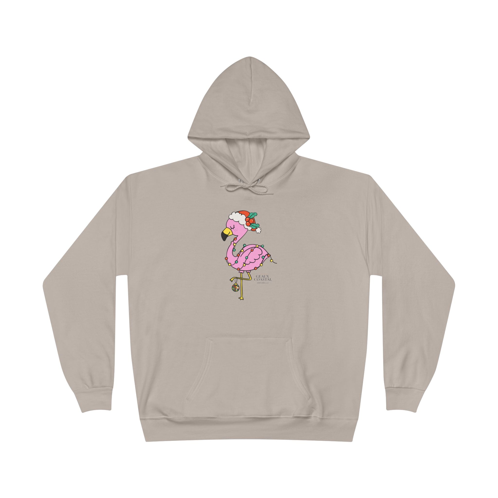 Ladies Pullover Hoodie Sweatshirt - Flamingo Cute Christmas Cheer - Regular Fit