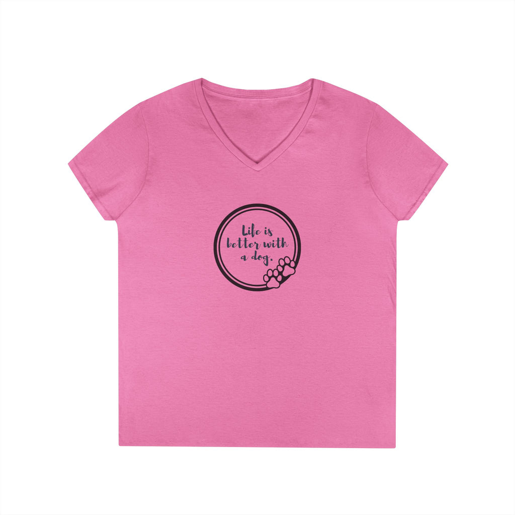 Ladies' V-Neck T-Shirt - Fitted - Dog Life