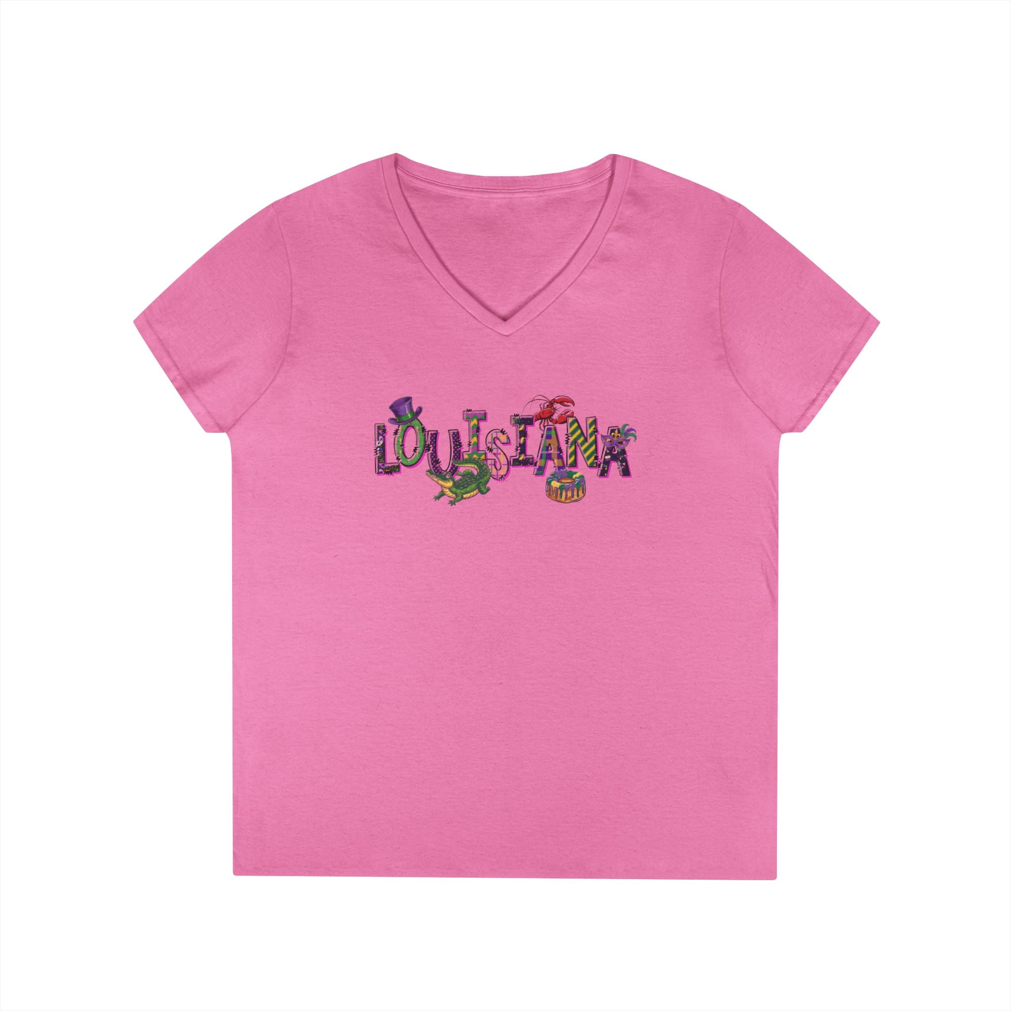 Ladies' V-Neck T-Shirt - Louisiana