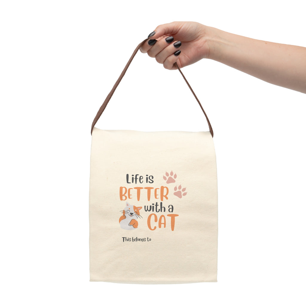 Canvas Lunch Bag With Strap - Life with a Cat