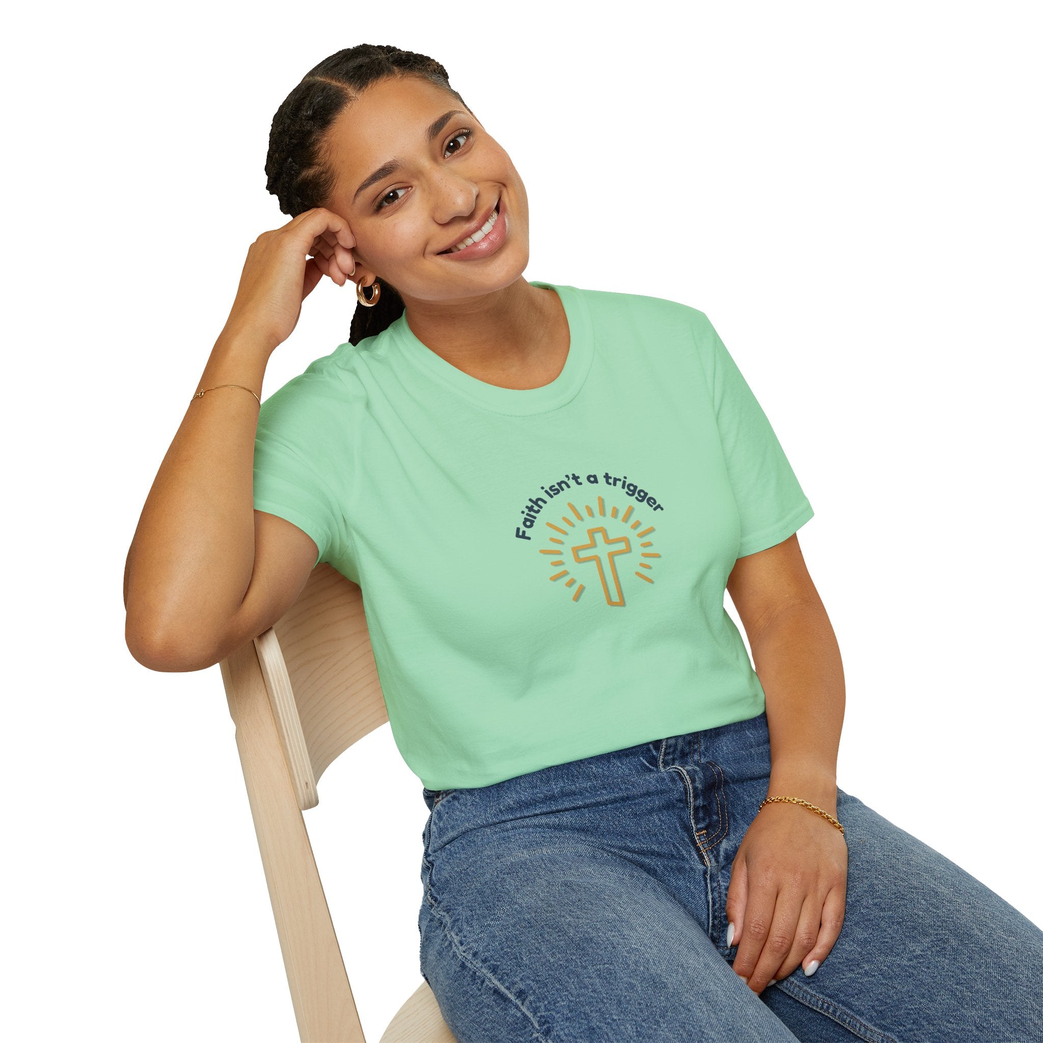 Relaxed Men or Women Soft Tee - Faith isn't a trigger