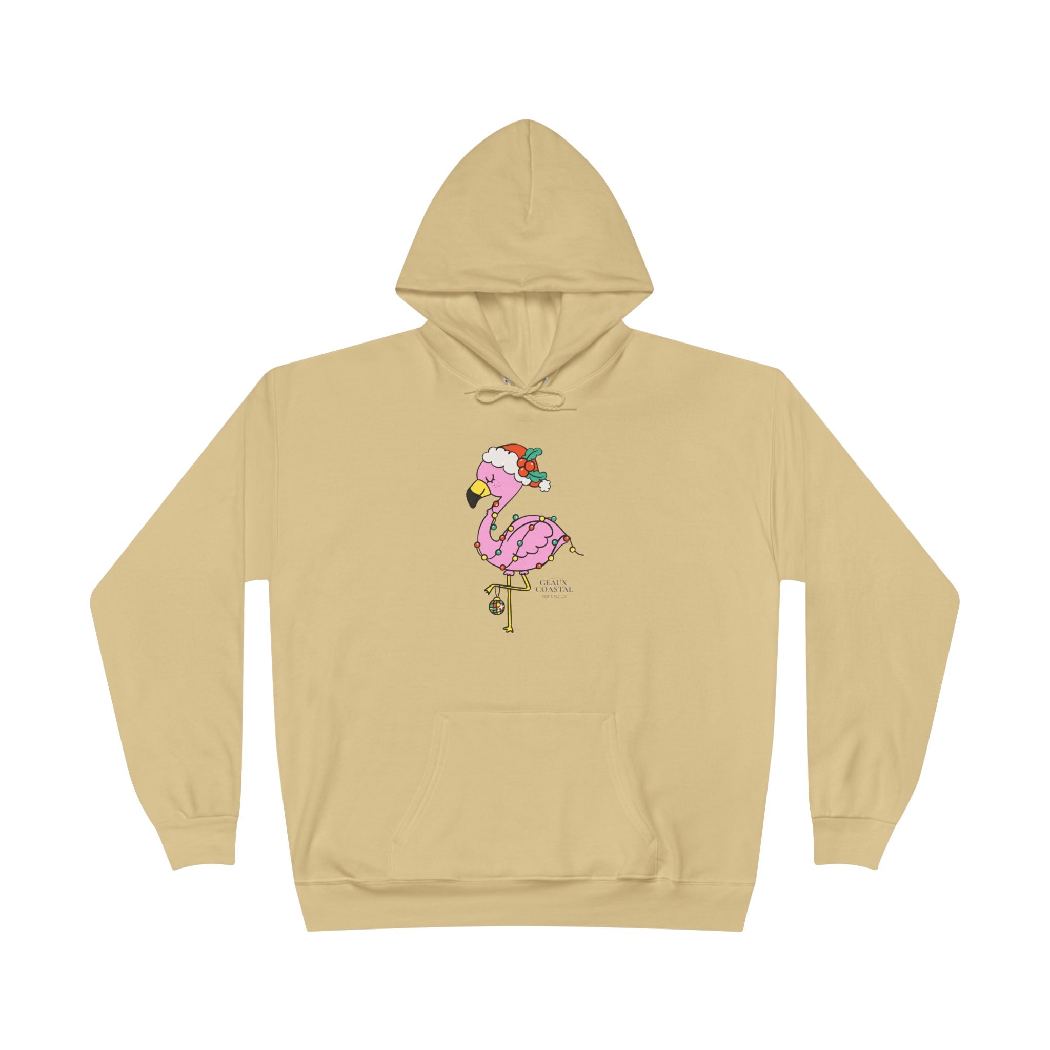 Ladies Pullover Hoodie Sweatshirt - Flamingo Cute Christmas Cheer - Regular Fit