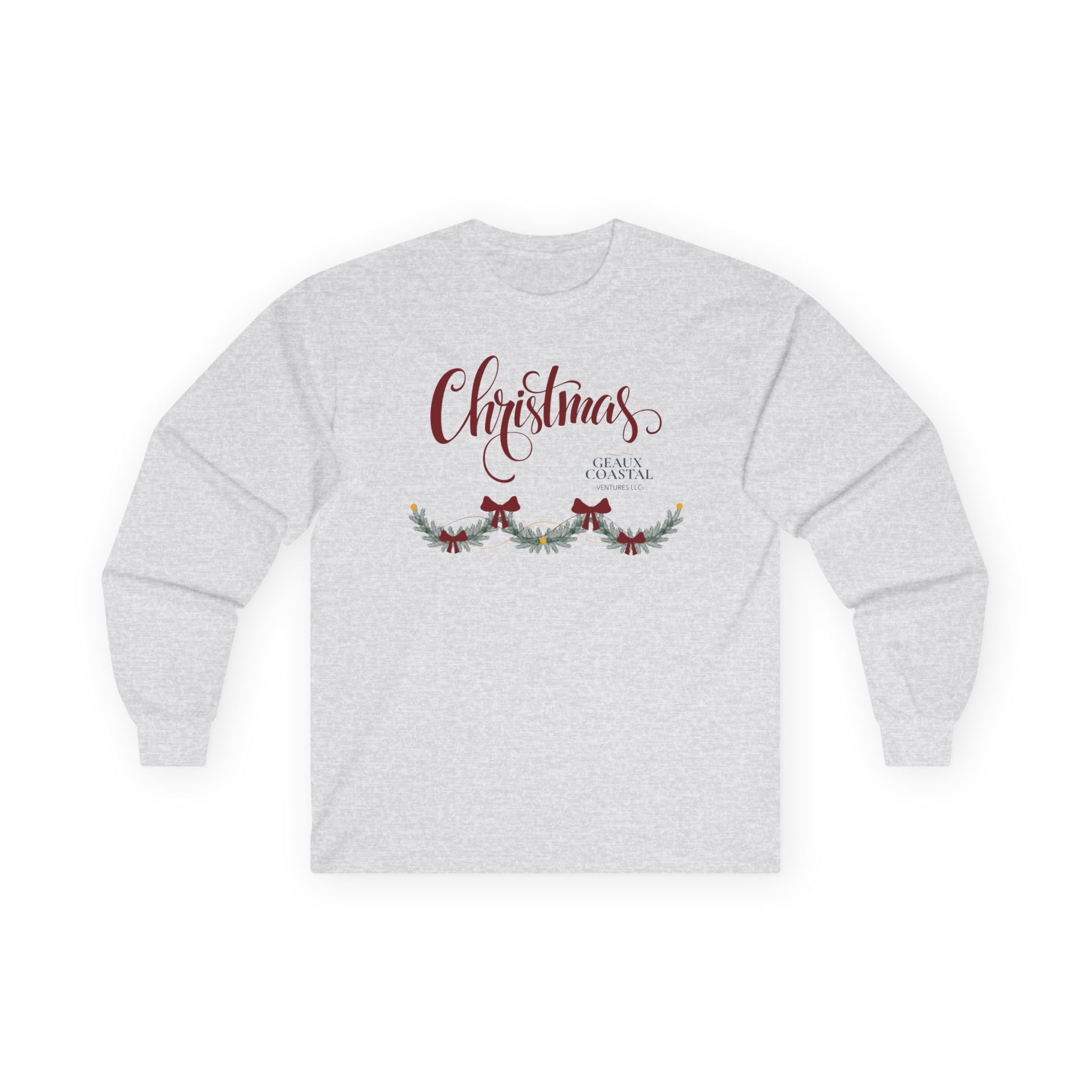 Ladies Ultra Cotton Long Sleeve Tee - Christmas (Maroon) Regular Fit