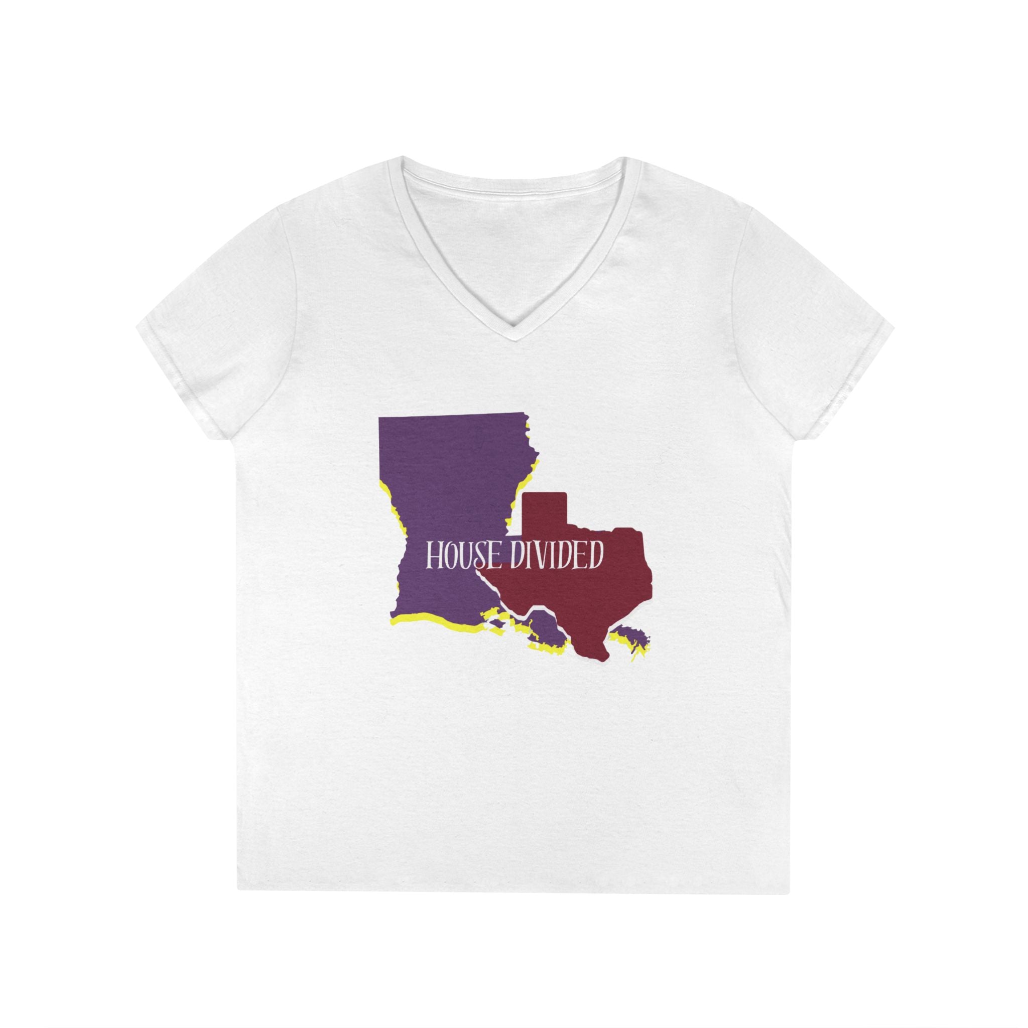 Ladies' V-Neck Tee Fitted - "Aggies" "LSU" "House Divided"
