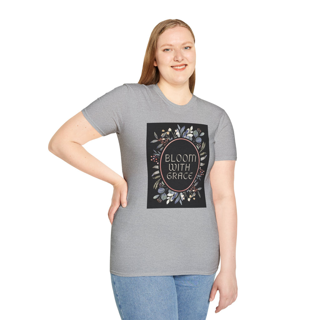 Women's Relaxed Tee - Bloom with Grace Back flowers