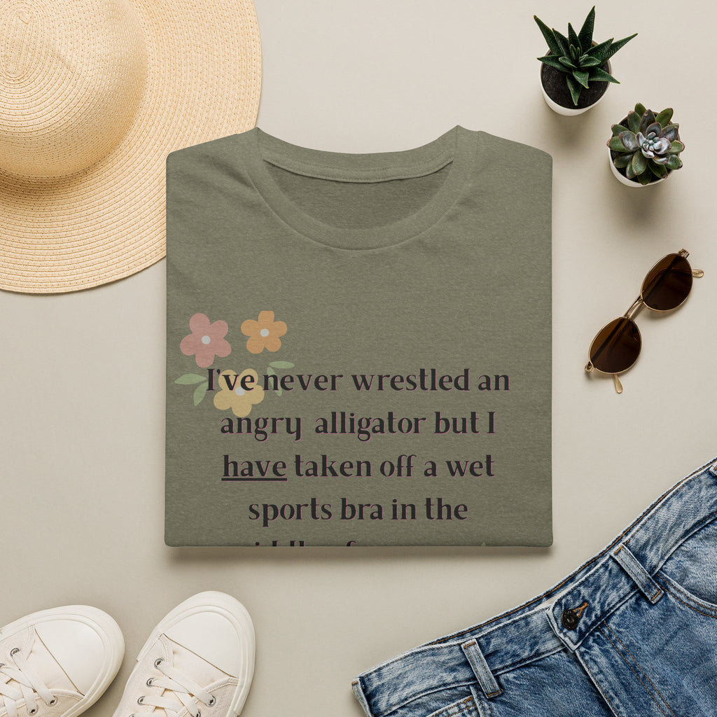 Ladies Soft Relaxed Soft T Shirt - Wrestle a alligator vs a wet bra