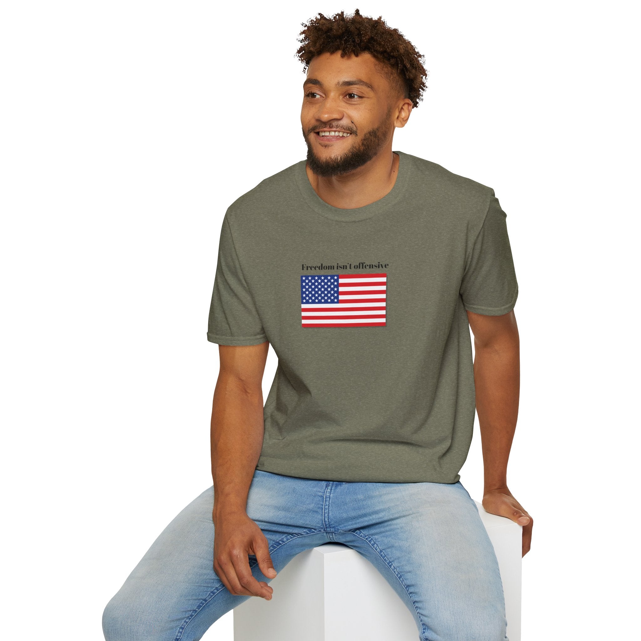 Relaxed Mens Soft Tee - Freedom isn't offensive