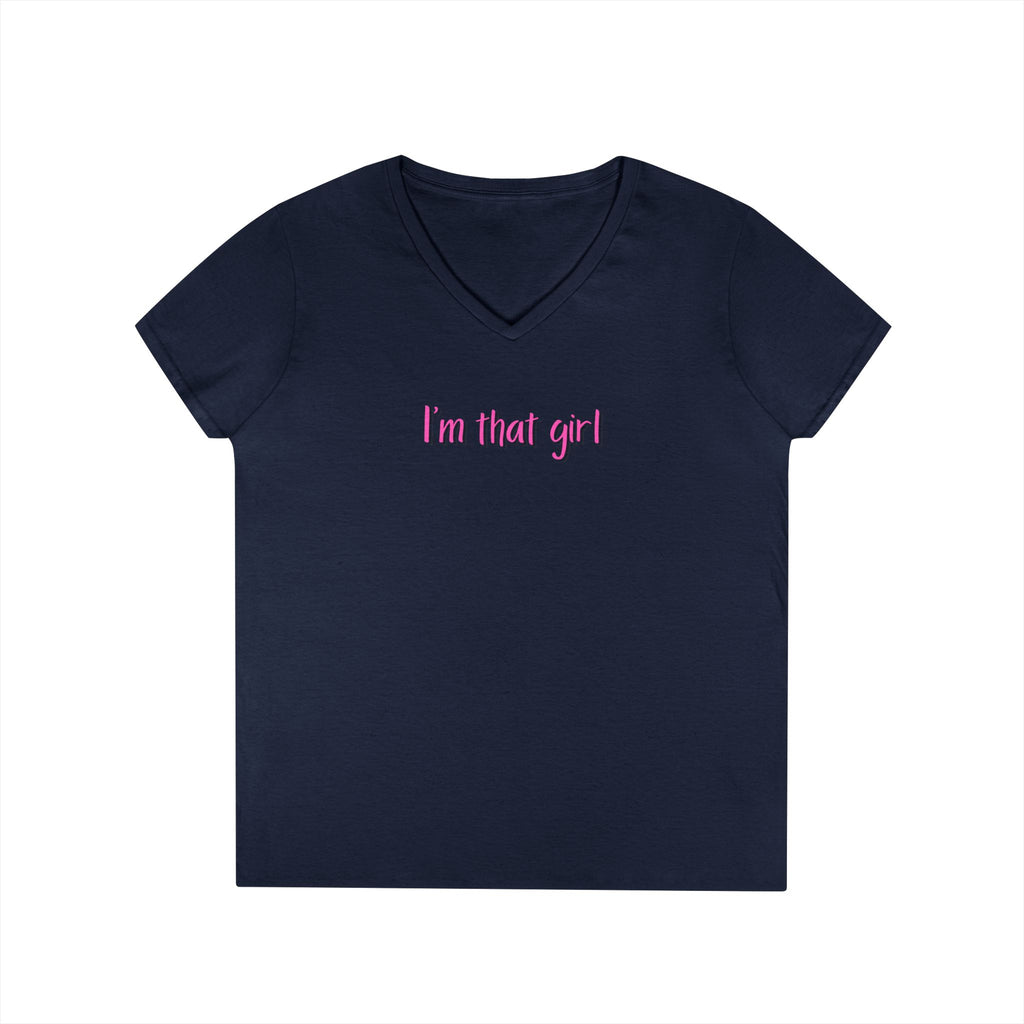 Ladies' V-Neck  Fitted T-Shirt - I'm that girl