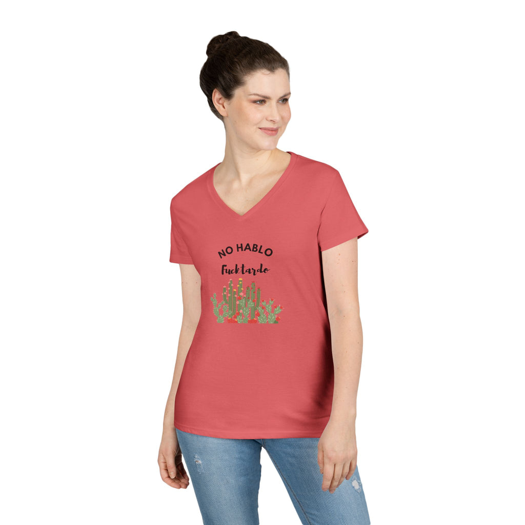 Ladies' V-Neck T-Shirt - Fitted and Fun  - No Hablo cute