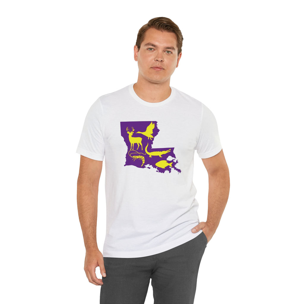 Mens Ultra Soft Jersey Short Sleeve Tee - Hunting Louisiana