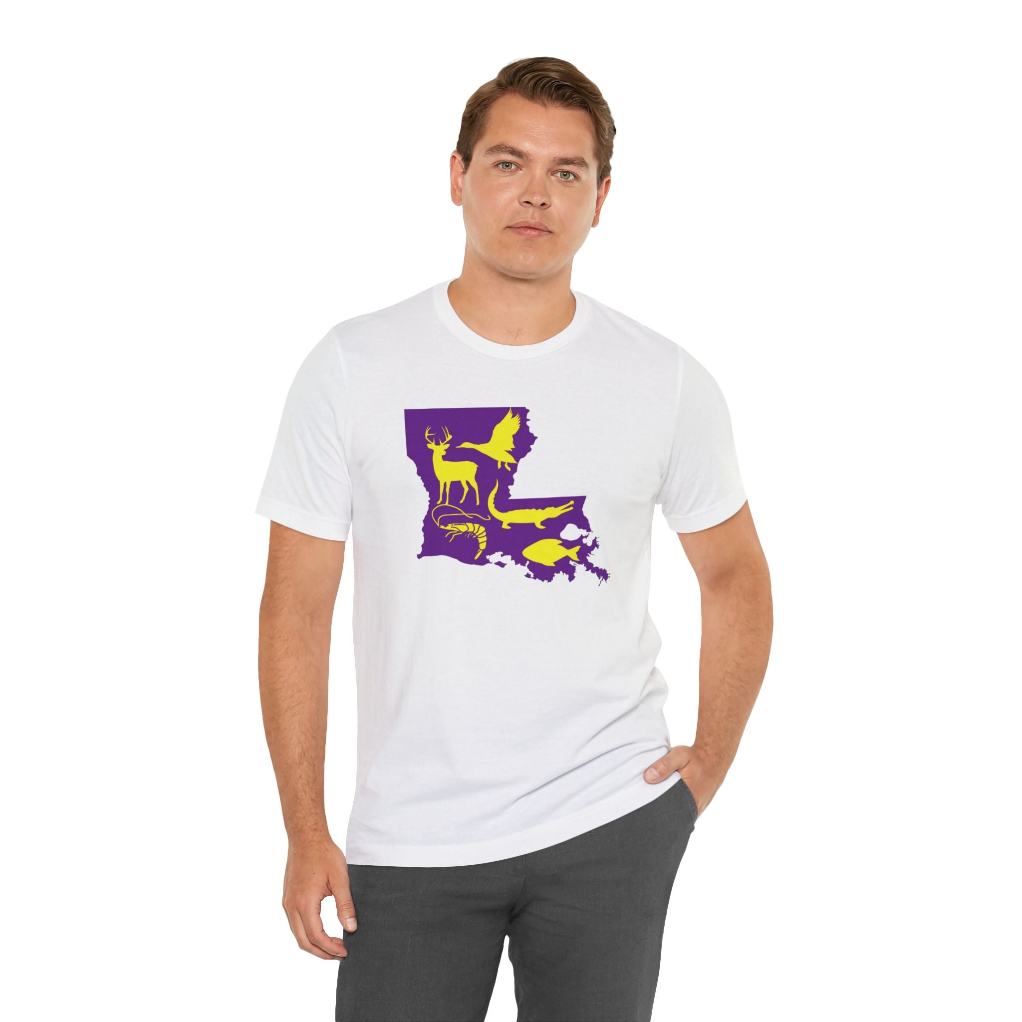 Mens Ultra Soft Jersey Short Sleeve Tee - Hunting Louisiana