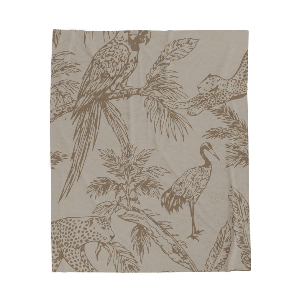 Velveteen Plush Blanket - Brown Tropical