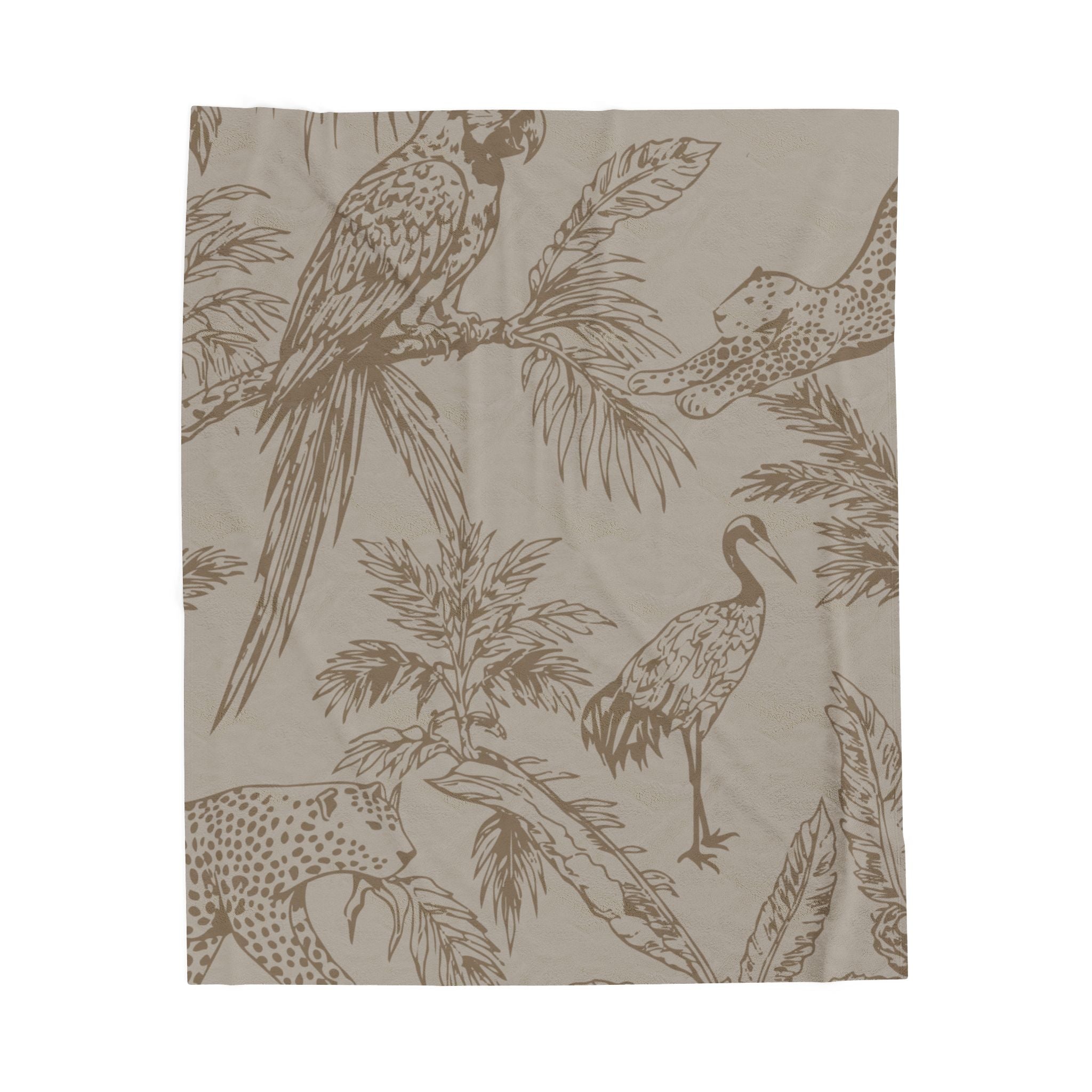 Velveteen Plush Blanket - Brown Tropical