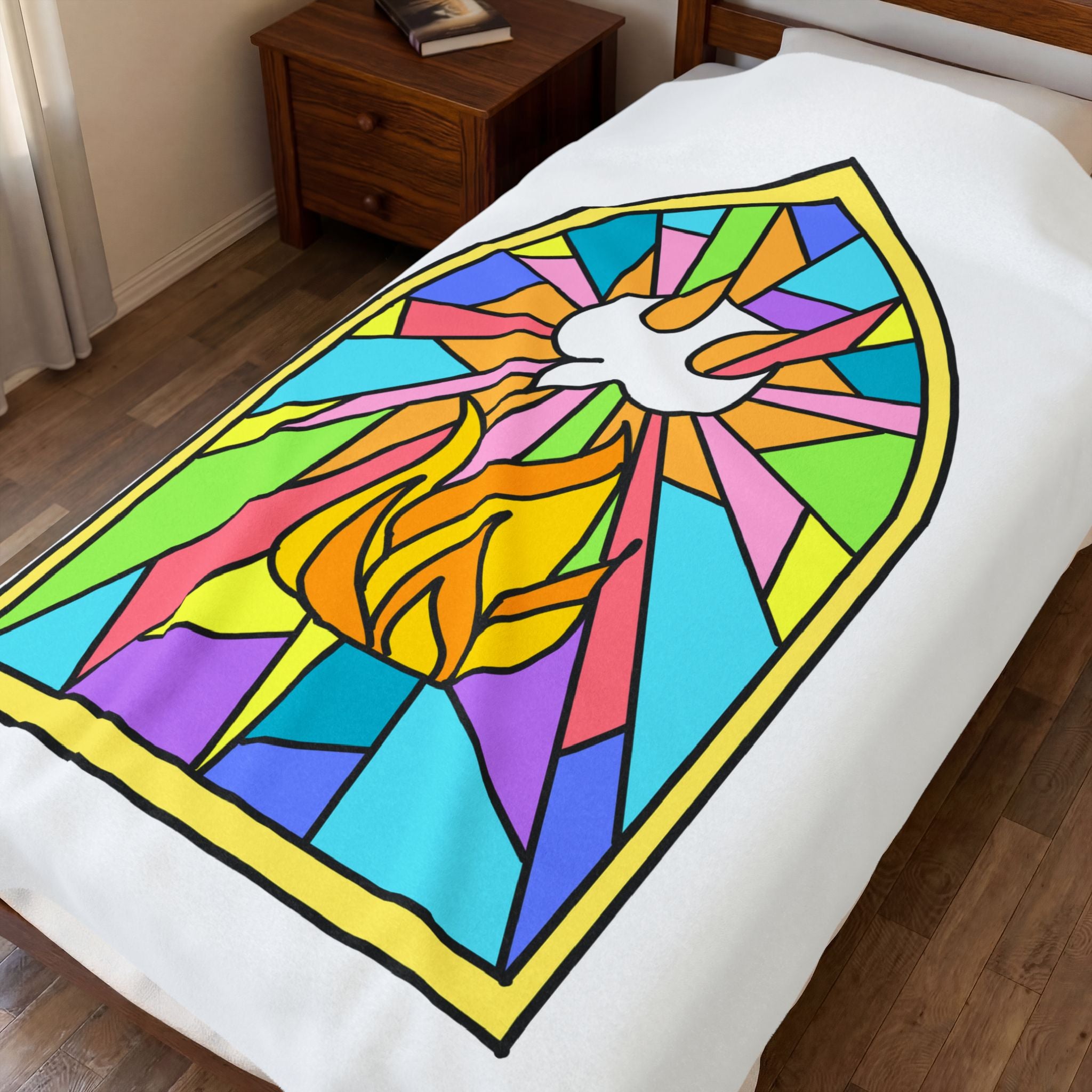 Velveteen Plush Blanket - Stained Glass Window Soft Blanket