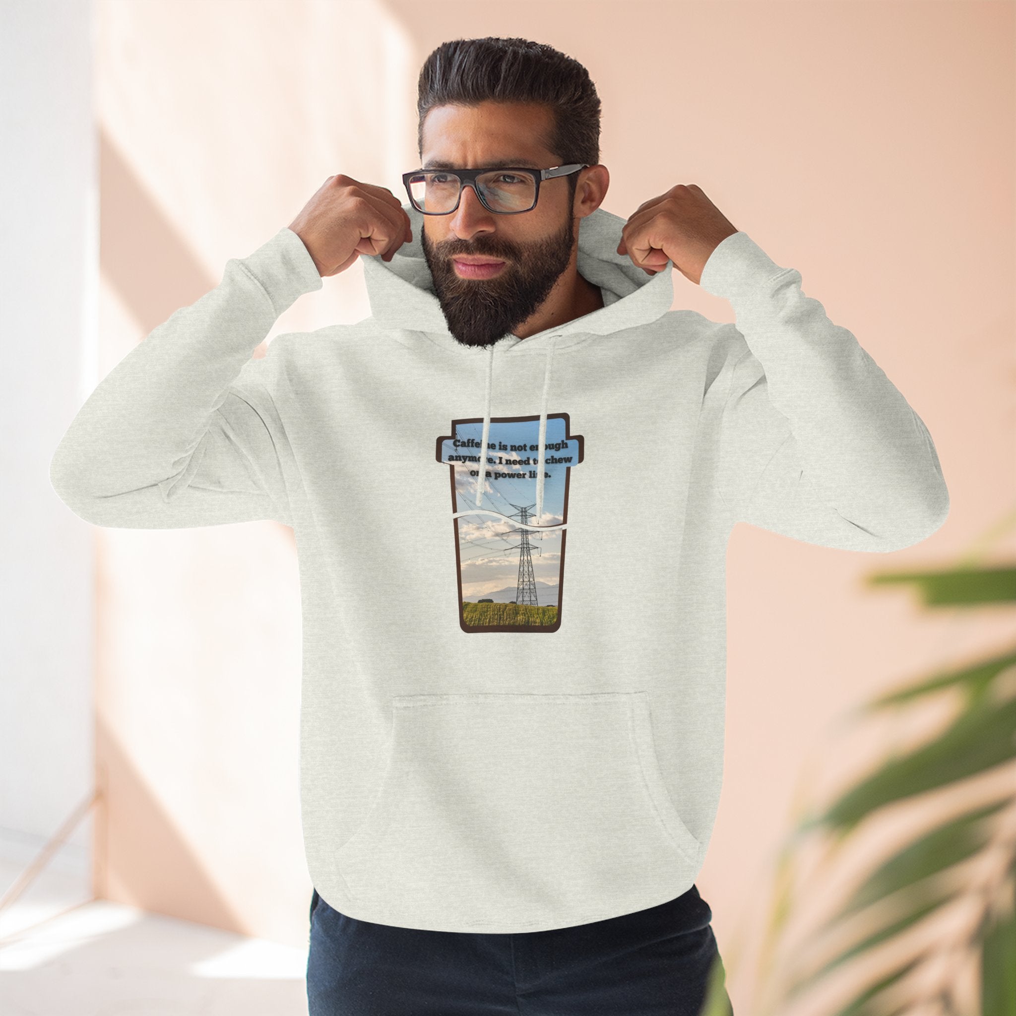 Soft Regular fit Hoodie - Men and Women - Coffee and power lines