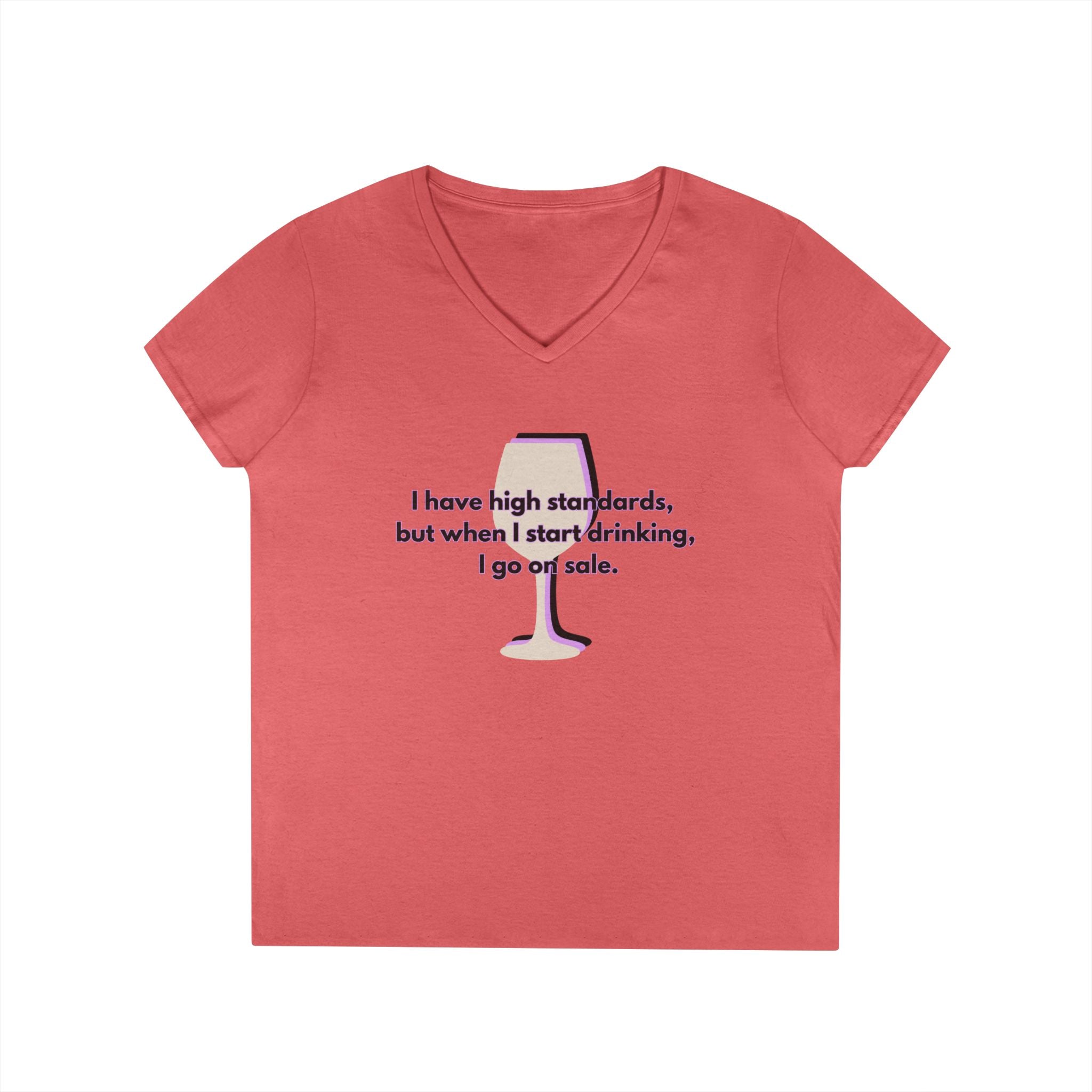 Ladies' V-Neck T-Shirt - Fitted - Wine Shirt - Going on Sale