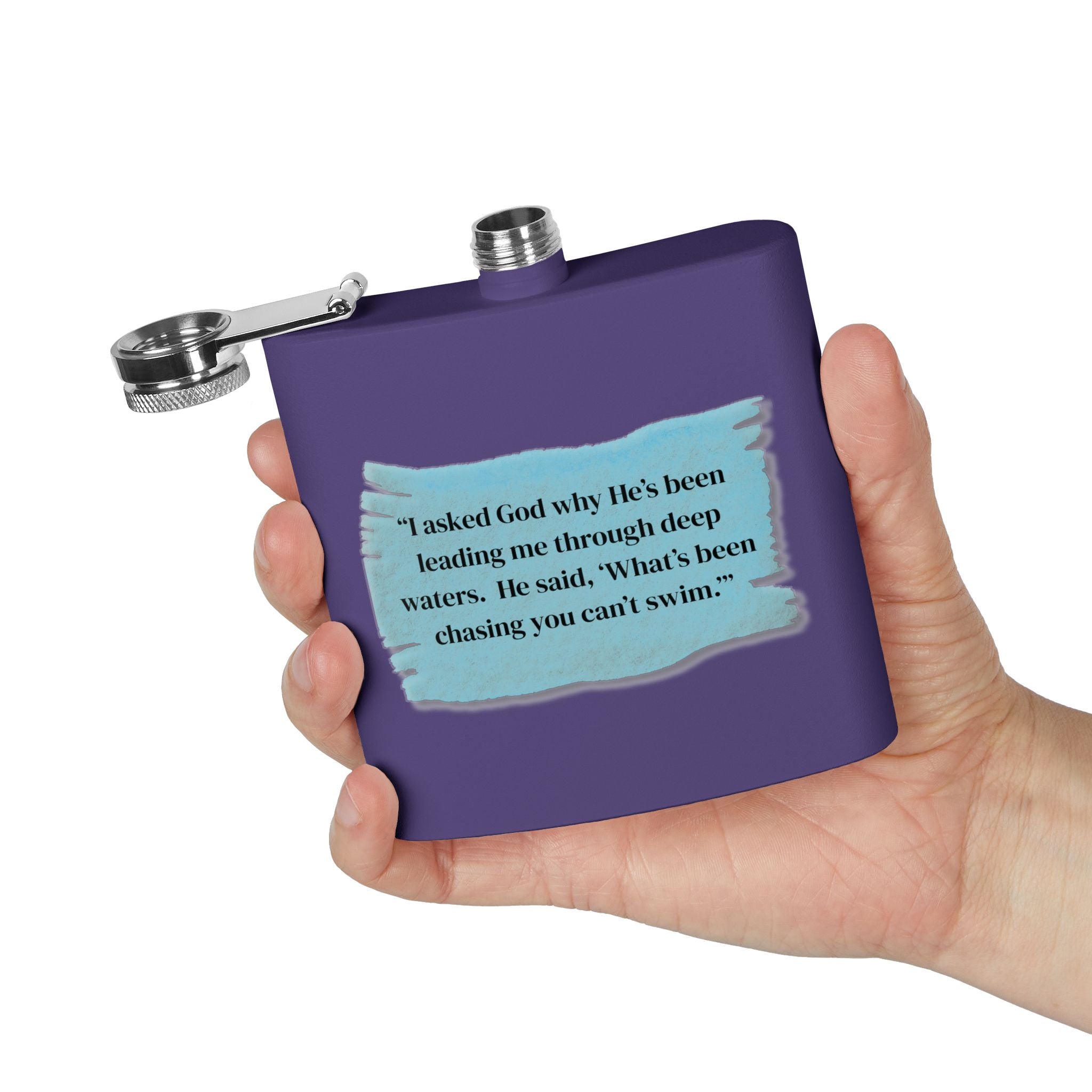 Stainless Steel Flask, 6oz - God Leading you through the deep