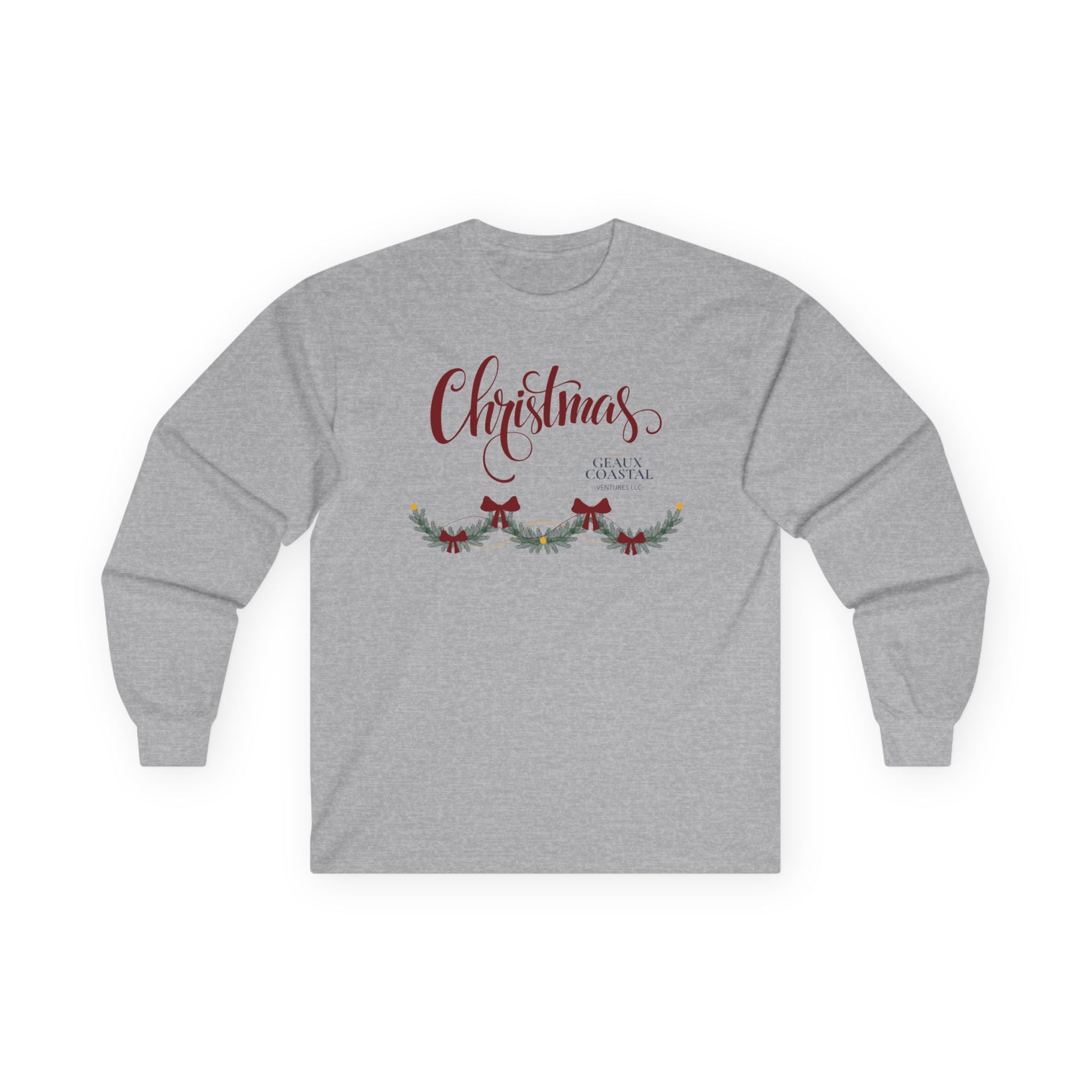 Ladies Ultra Cotton Long Sleeve Tee - Christmas (Maroon) Regular Fit