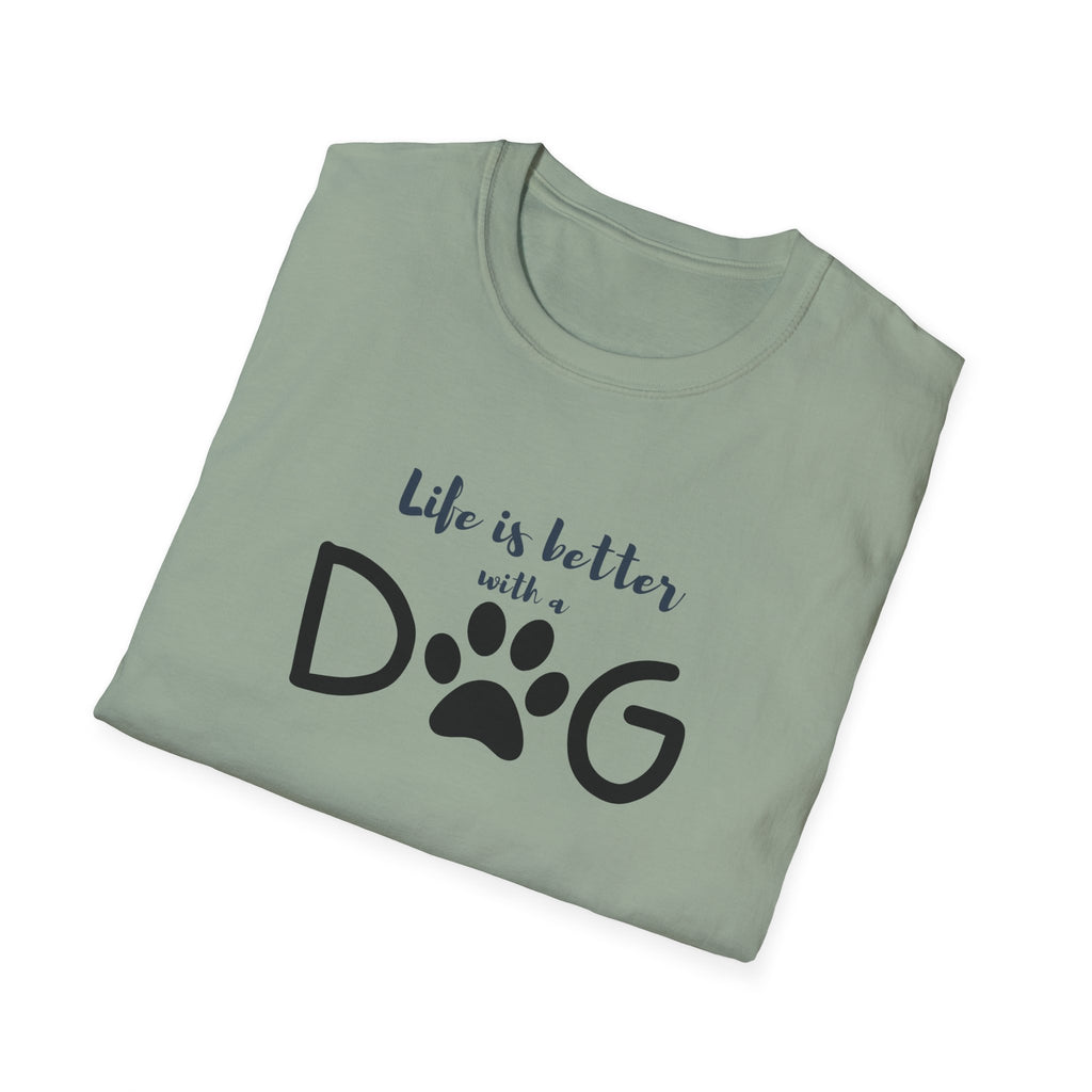 Ladies soft relaxed Tee- Life is better with a dog