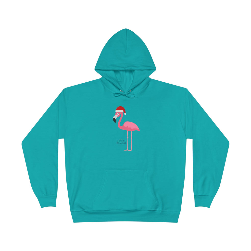 Ladies Hoodie Sweatshirt - Flamingo Cute Santa Christmas - Regular Fit