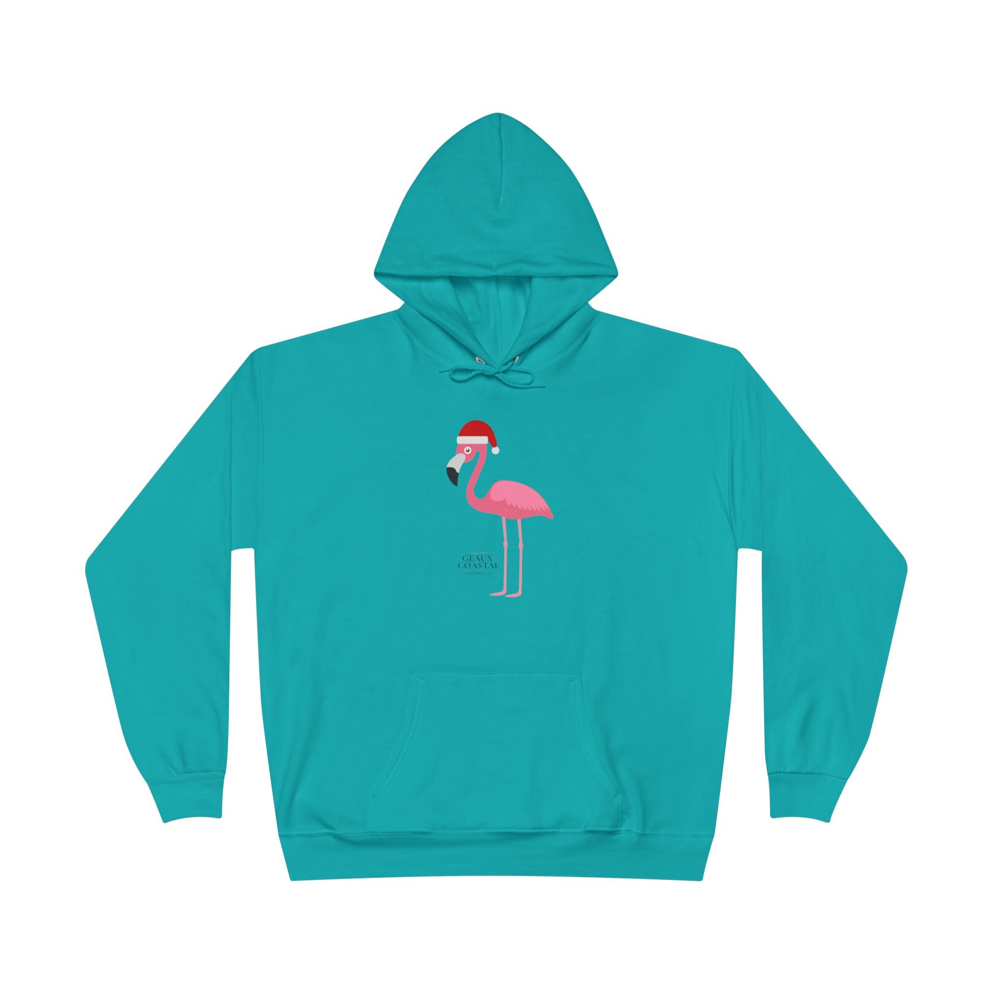 Ladies Hoodie Sweatshirt - Flamingo Cute Santa Christmas - Regular Fit