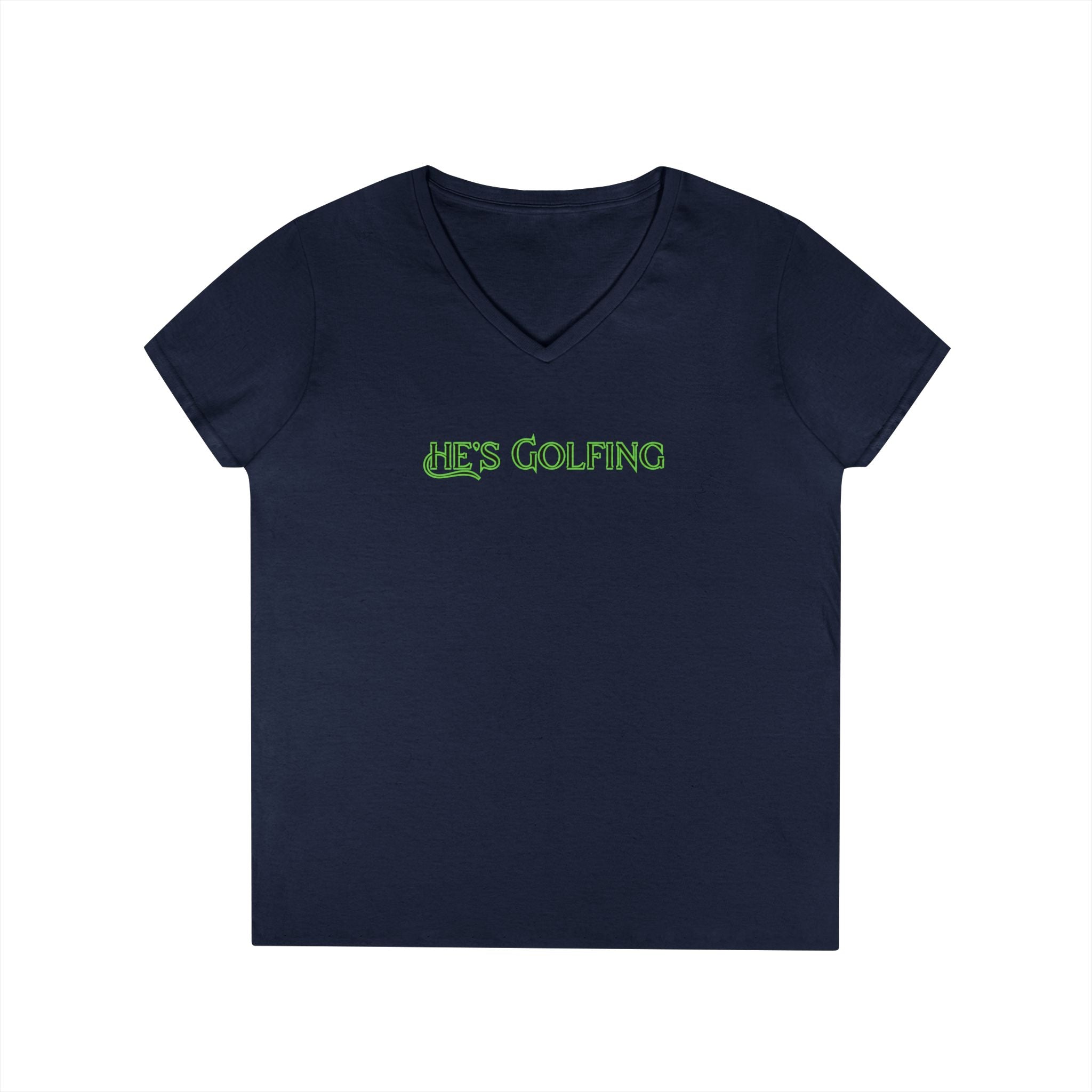 Ladies' V-Neck T-Shirt - Fitted - He's Golfing Soft Tee