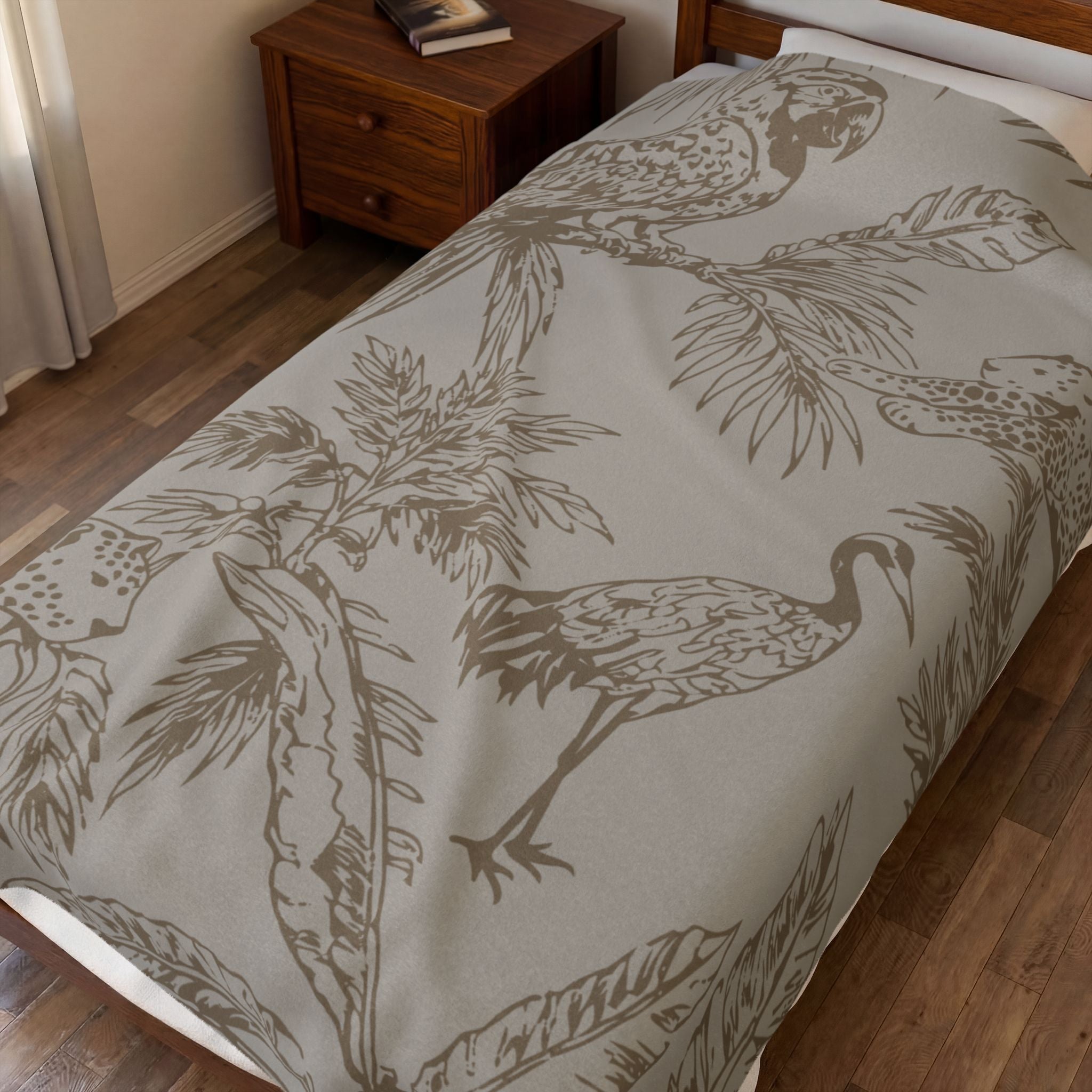 Velveteen Plush Blanket - Brown Tropical