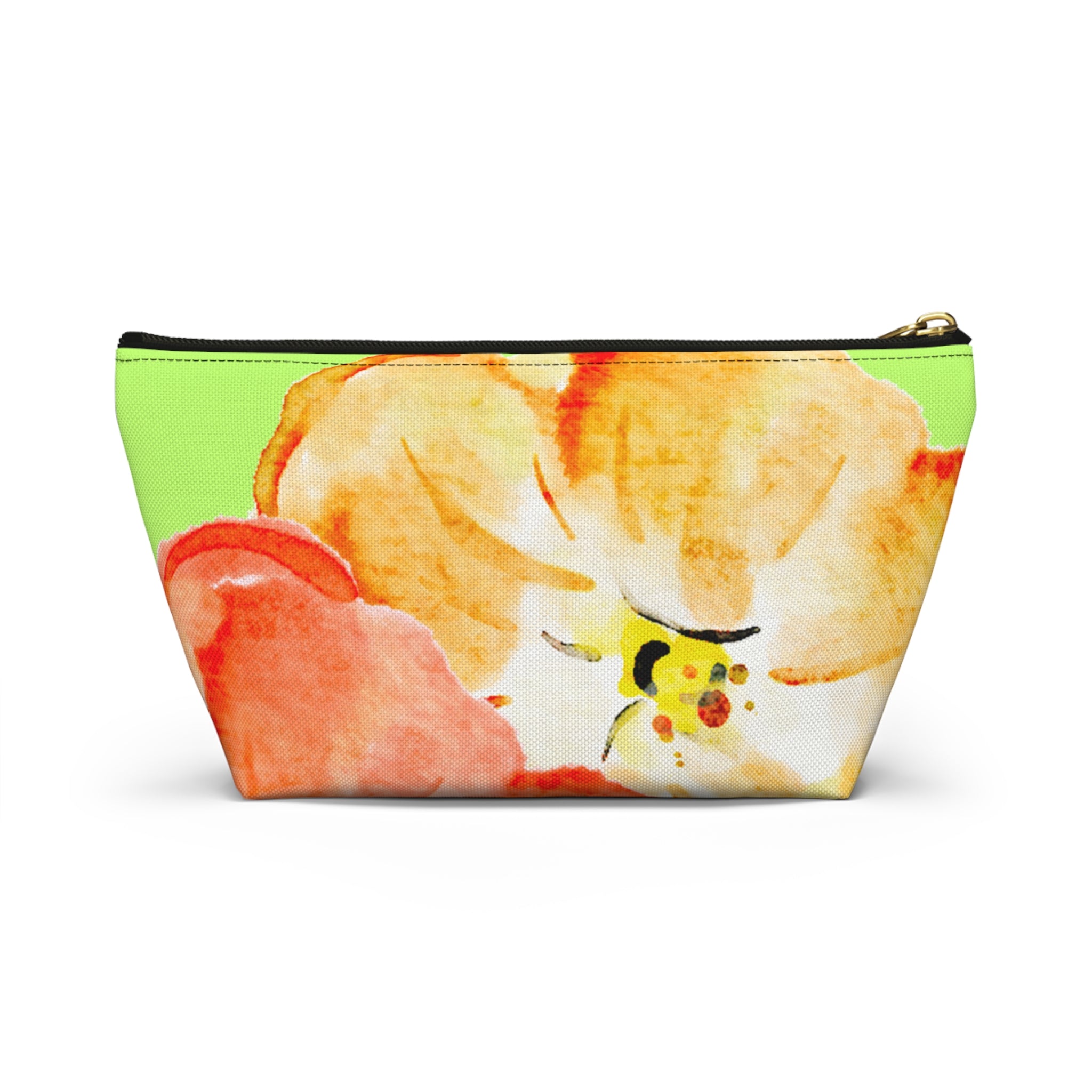 Accessory Pouch w T-bottom - Green and Orange Tropical