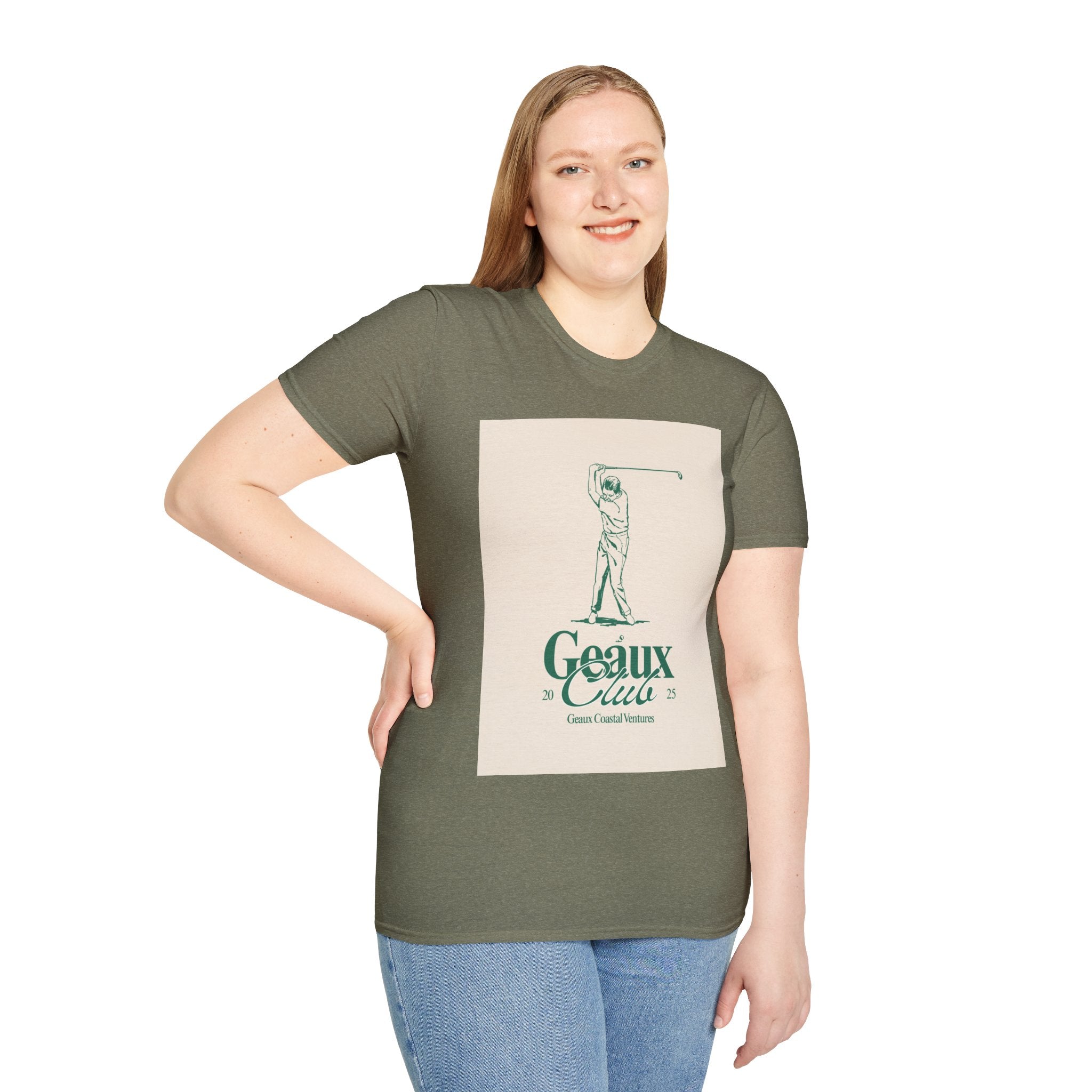 Soft Tee - Men & Women "Geaux" "Golf" Beige
