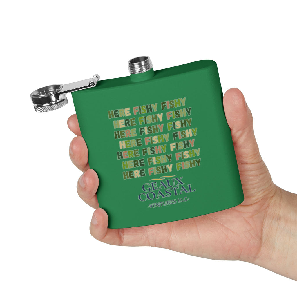Stainless Steel Flask, 6oz - Camo Here Fishy Fishy - Boy *Camo*